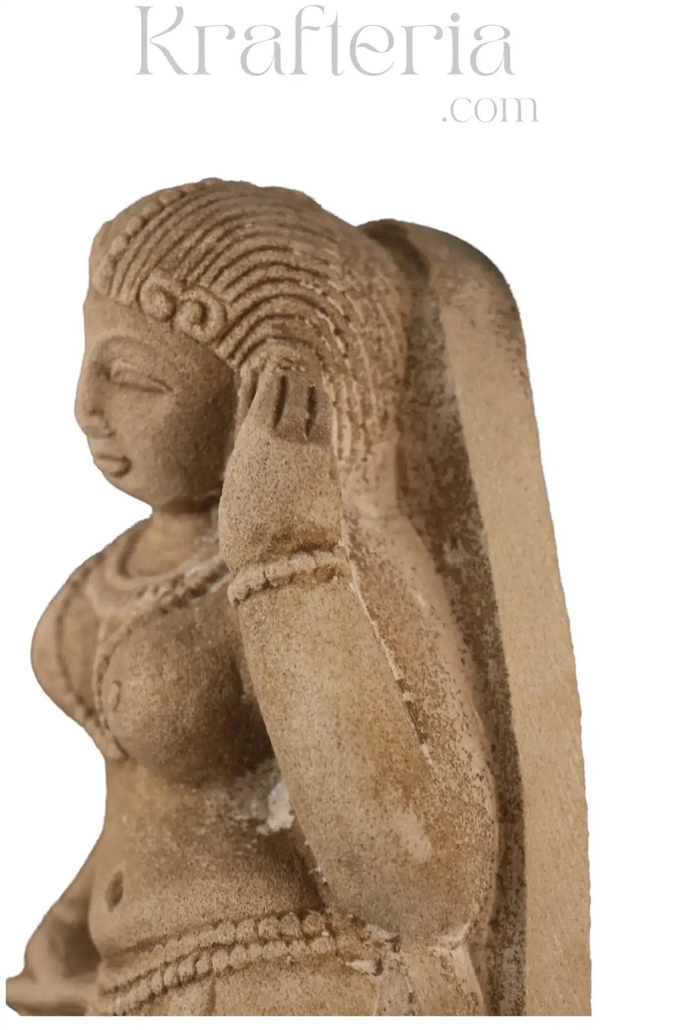 Adornment of the Divine - The Silent Elegance of an Apsara Sandstone Sculpture - Image 10