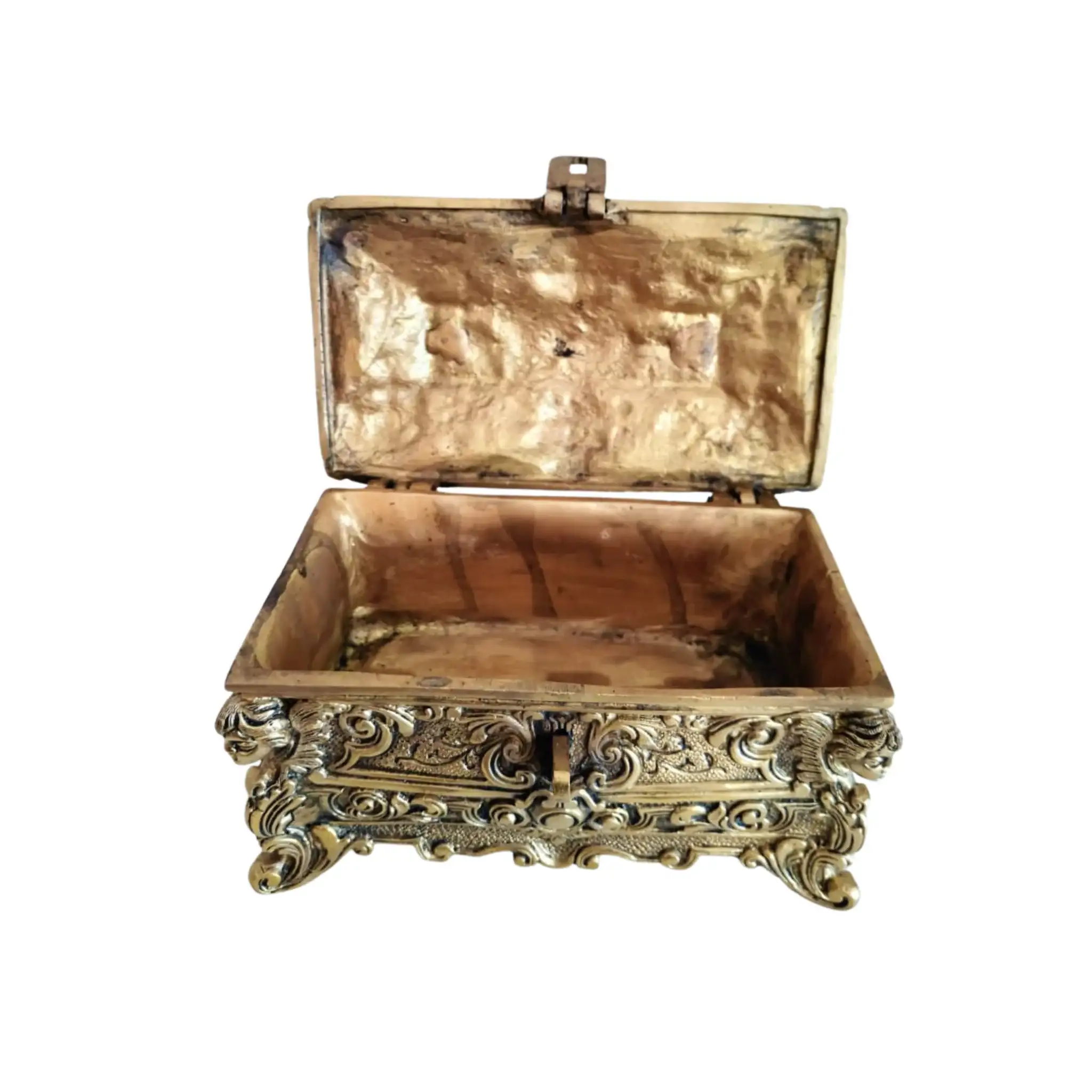 Antique-Style Brass Trinket Box with Figures - Image 2