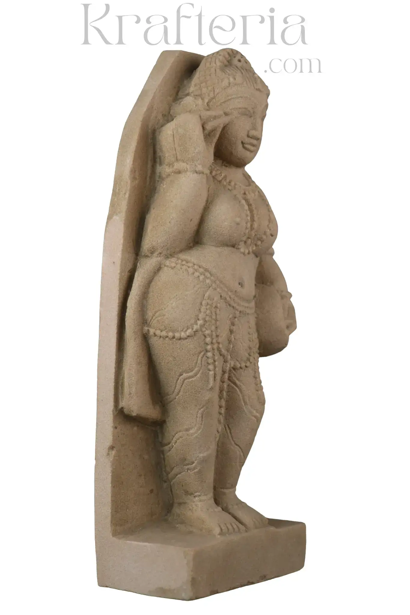 Divine Ornamentation - Apsara in the Act of Shringar Sandstone Sculpture - Image 3