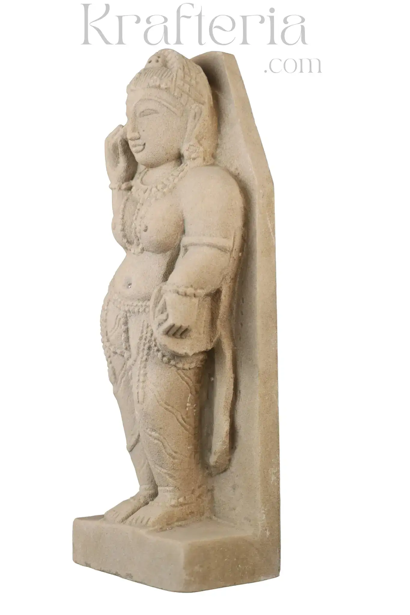 Divine Ornamentation - Apsara in the Act of Shringar Sandstone Sculpture - Image 4