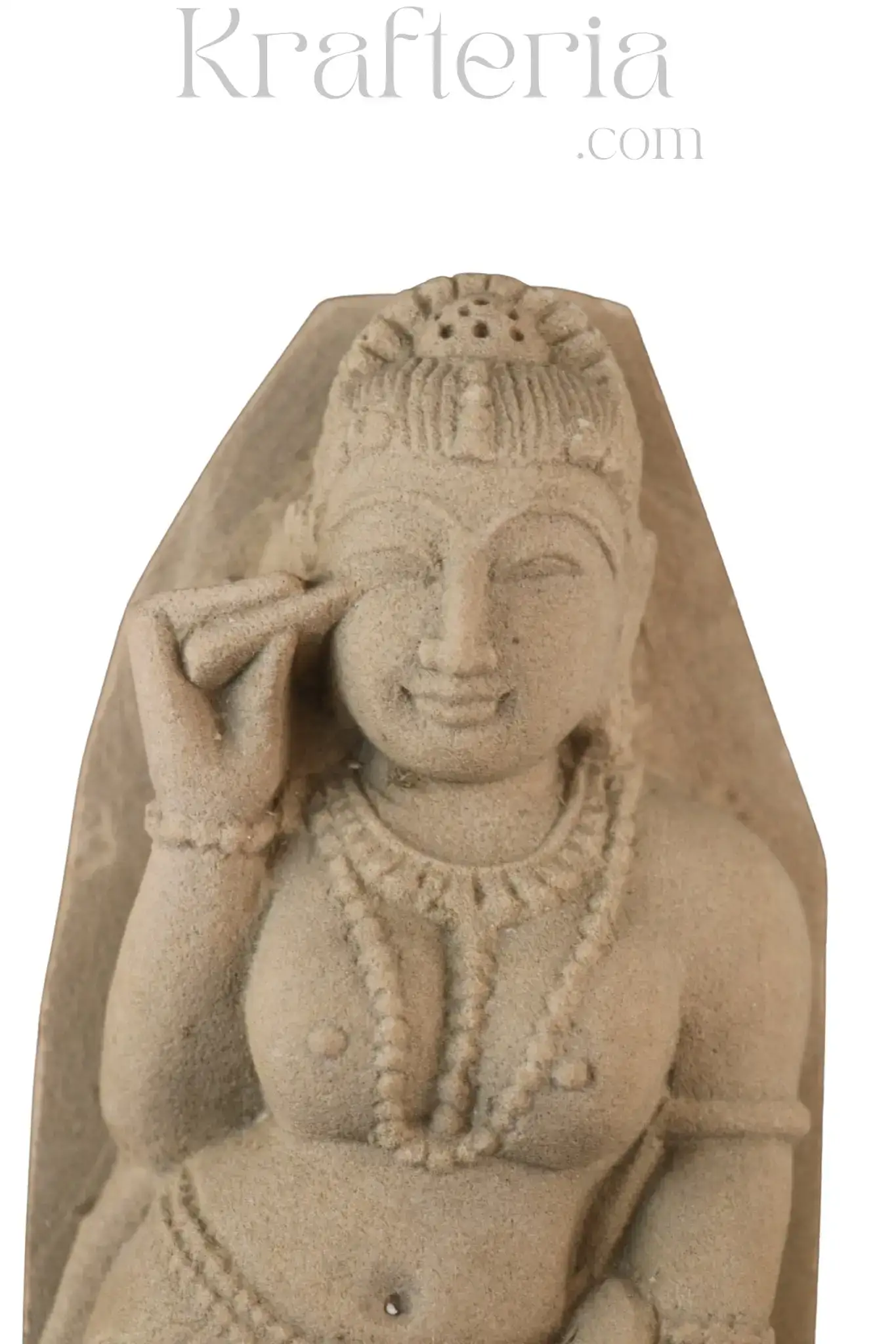 Divine Ornamentation - Apsara in the Act of Shringar Sandstone Sculpture - Image 5