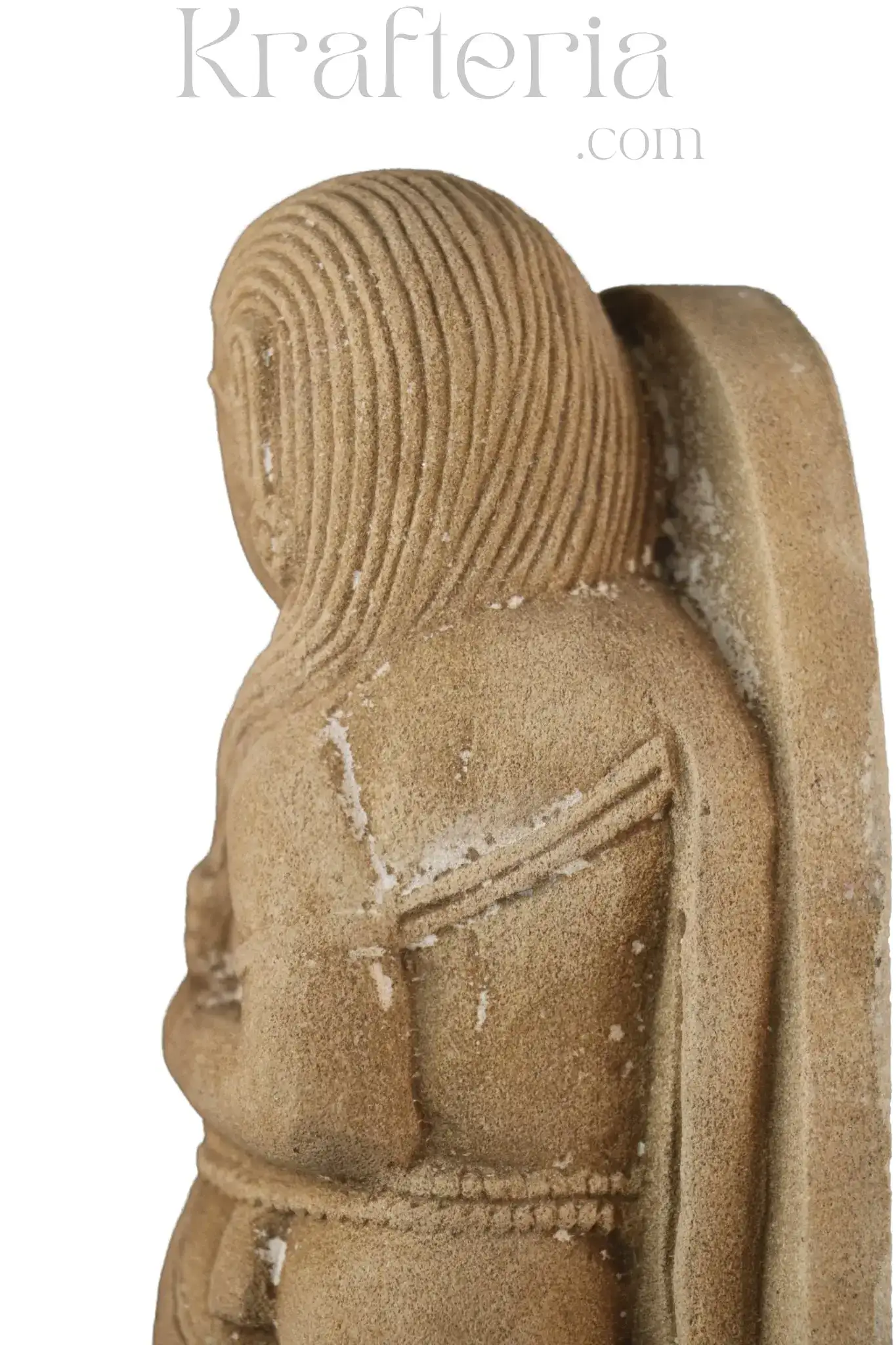 Ancient Figure Arranging Her Tresses Sandstone Sculpture - Image 11