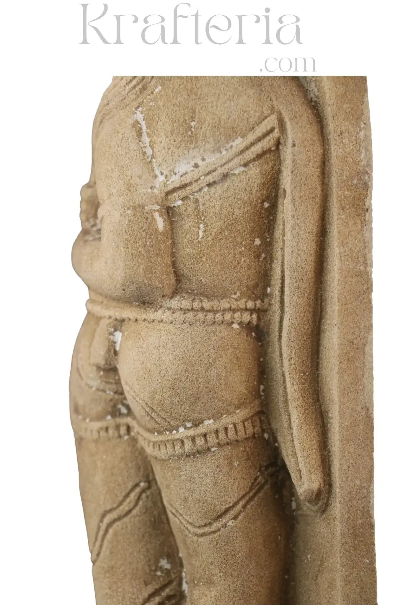 Ancient Figure Arranging Her Tresses Sandstone Sculpture - Image 12