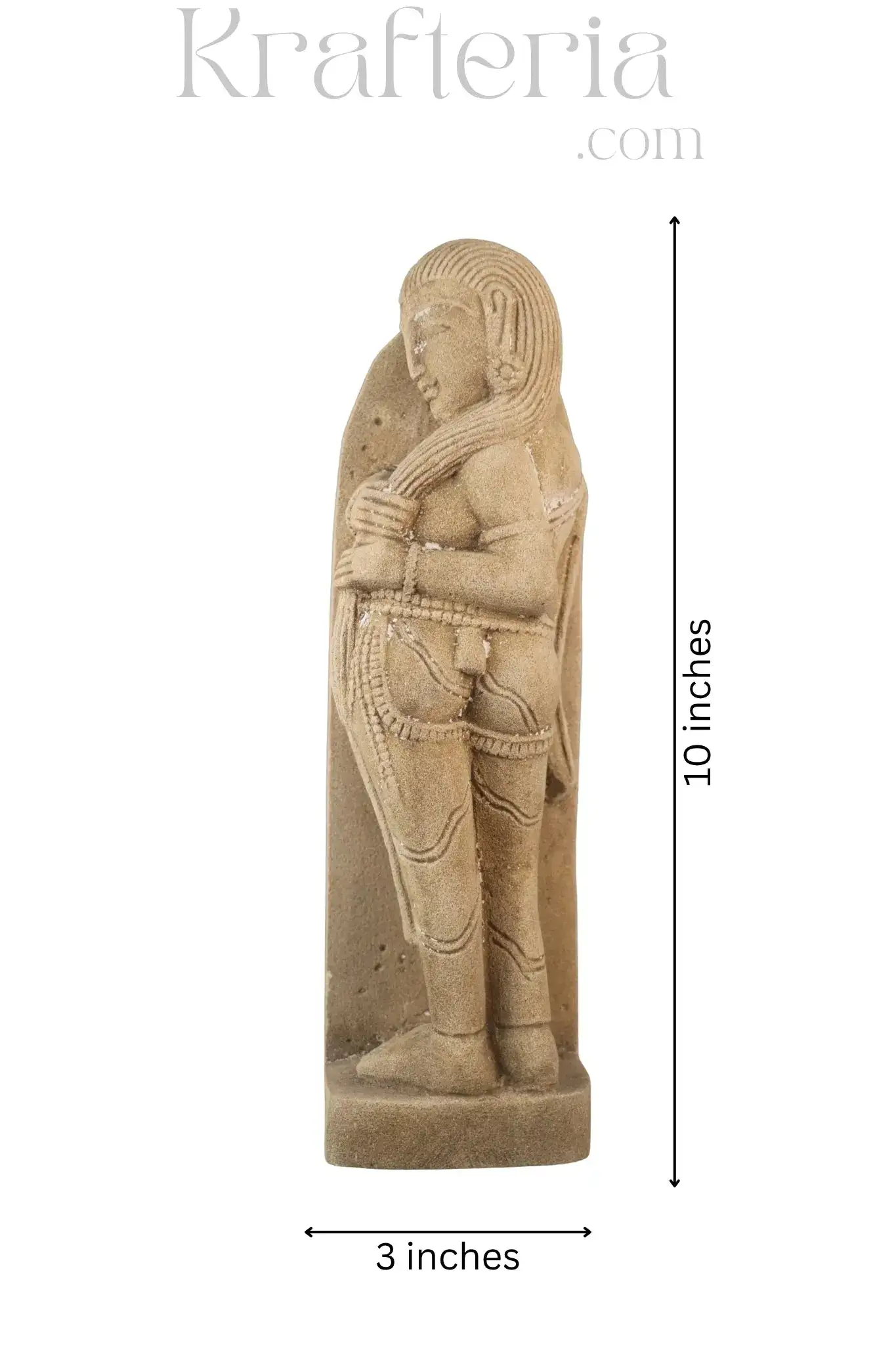 Ancient Figure Arranging Her Tresses Sandstone Sculpture - Image 14