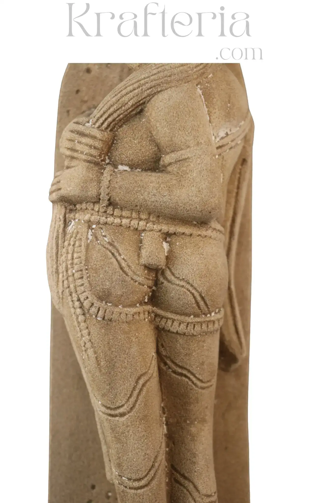 Ancient Figure Arranging Her Tresses Sandstone Sculpture - Image 3