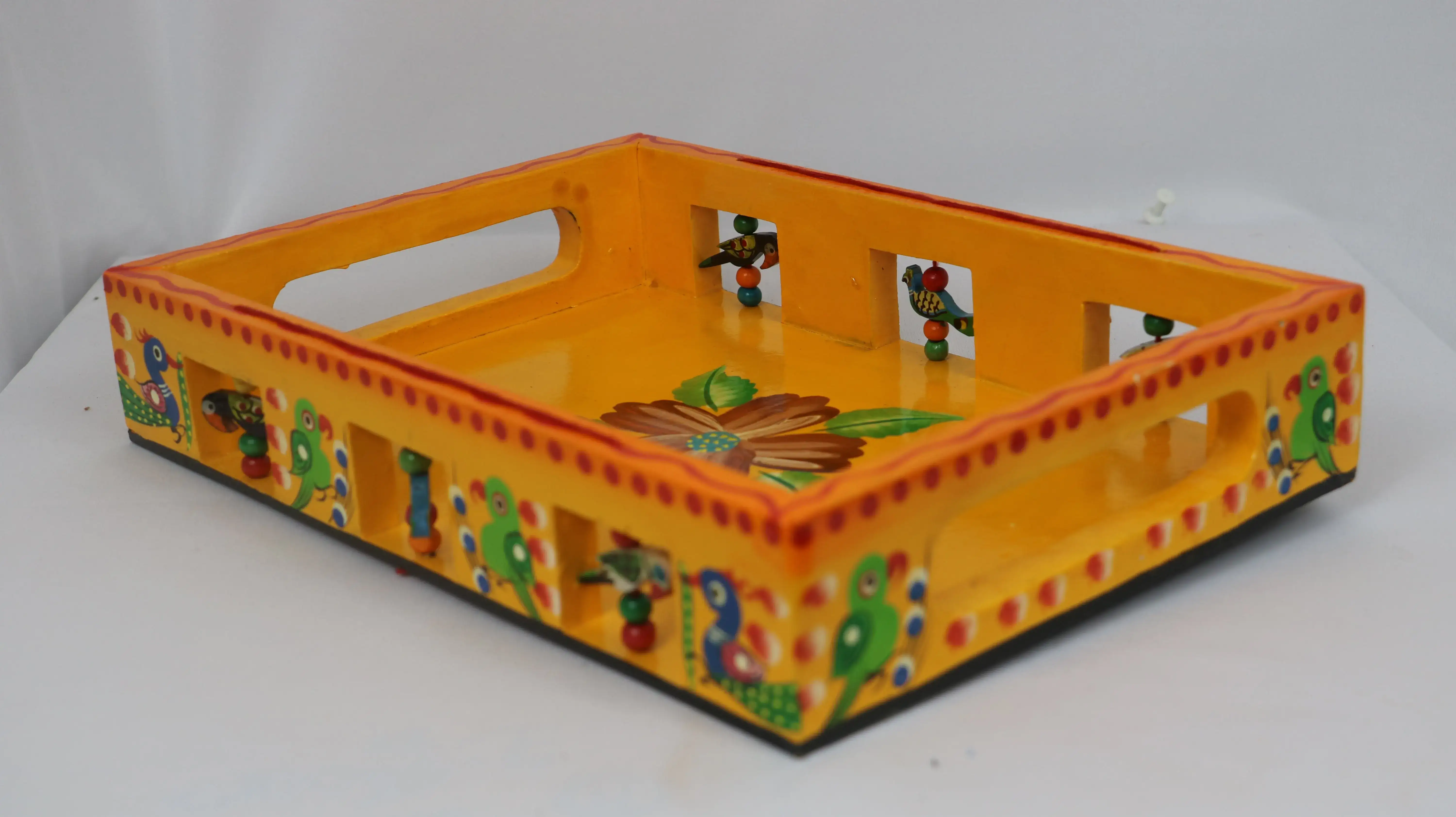 Artisan Hand-Painted Wooden Tray – Wooden Decorative Tray for Tea & Snacks - Image 20