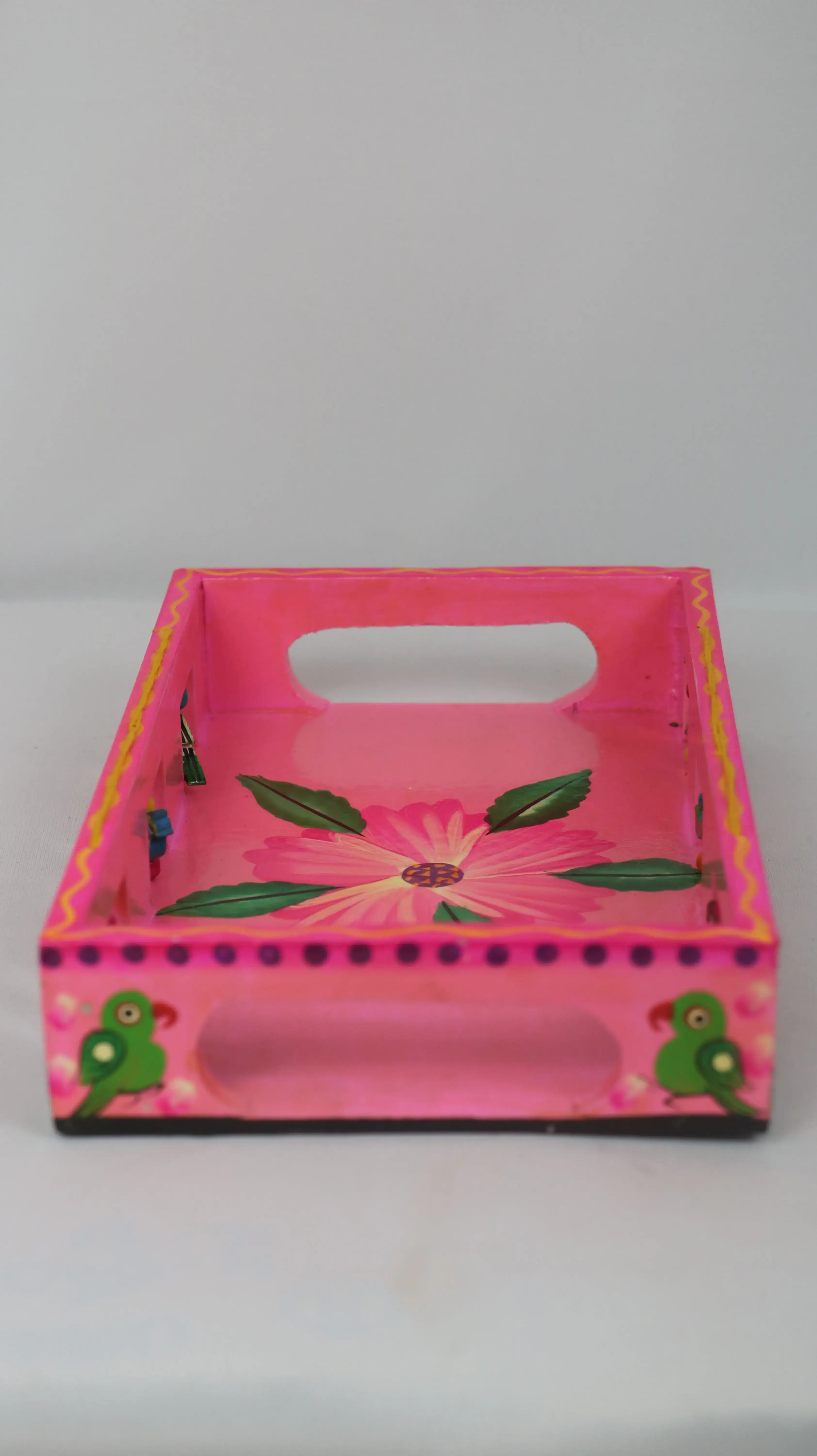Artisan Hand-Painted Wooden Tray – Wooden Decorative Tray for Tea & Snacks - Image 3