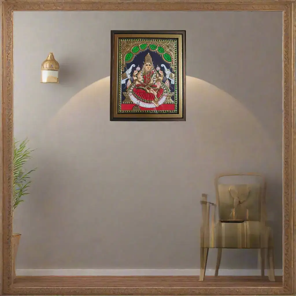 Beautiful Laxmi Devi Thanjavur Painting – Timeless Indian Craft - Image 7
