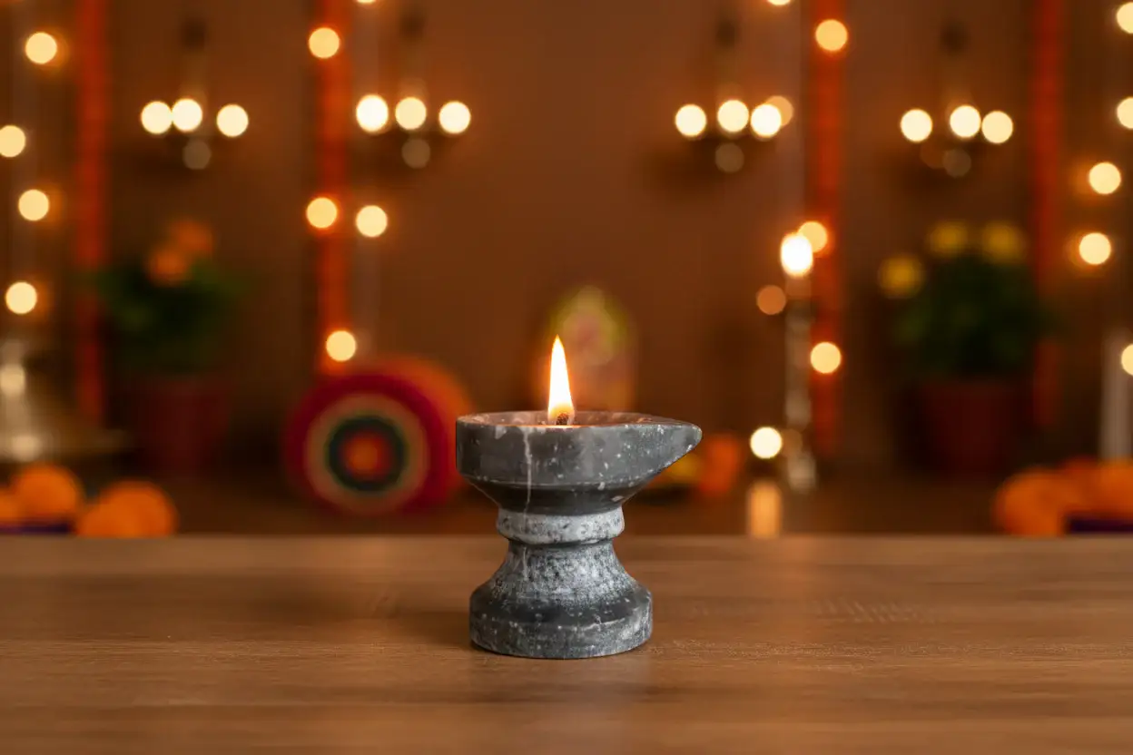 Black Marble Diya with Stand – Oil Lamp for Pooja & Home Décor - Image 10