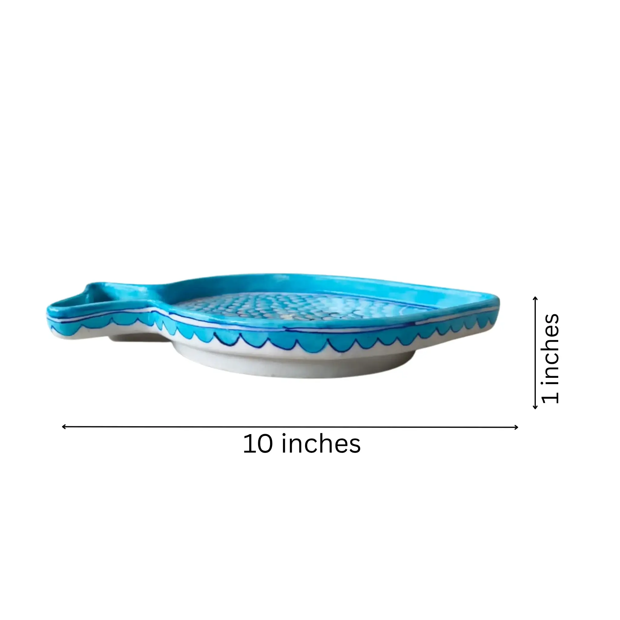 Hand-Painted Blue Pottery Fish Wall Decor | Nautical Quartz Art - Image 4
