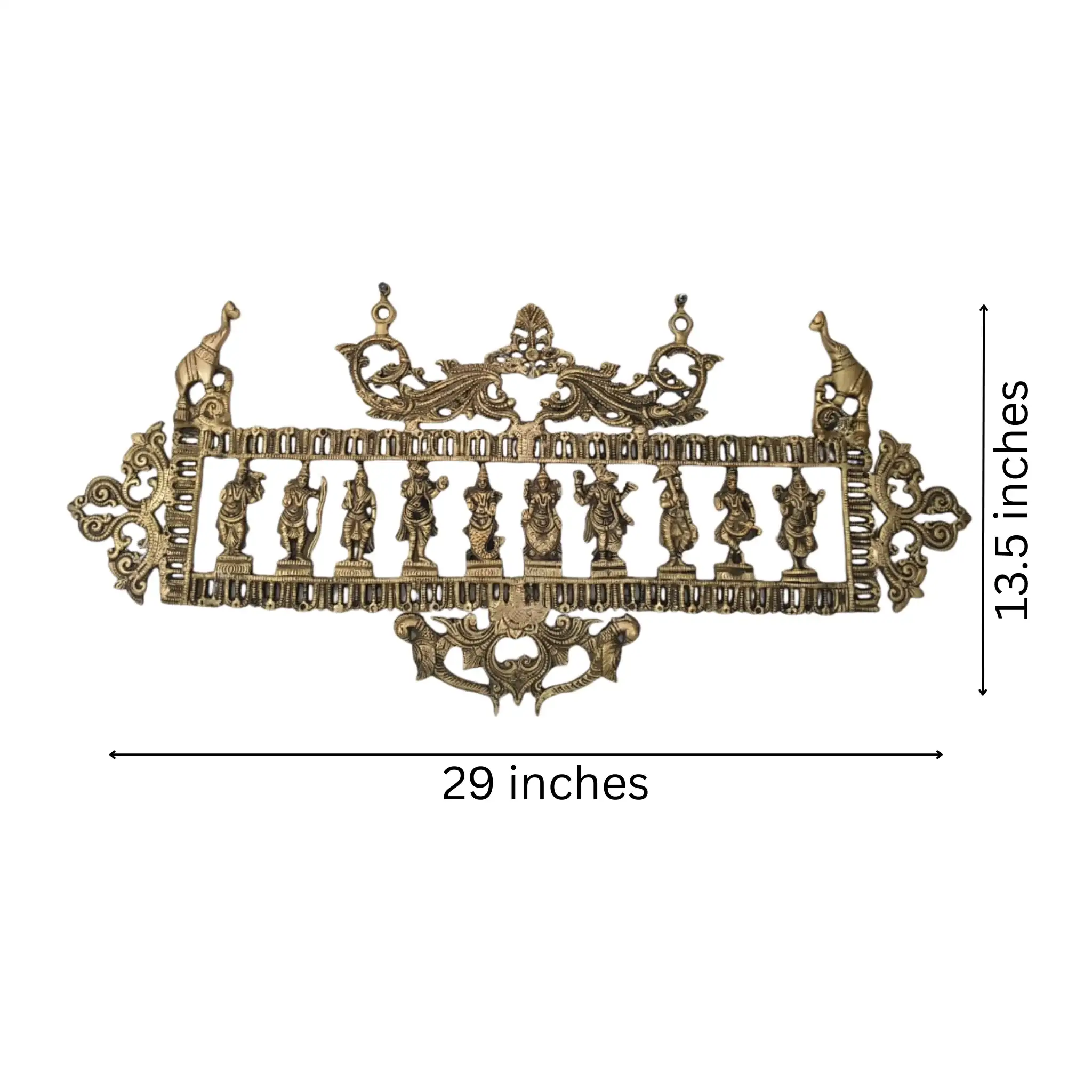 Ornate Brass Dashavatar Wall Hanging - Hindu Deity Procession Decor - Image 8