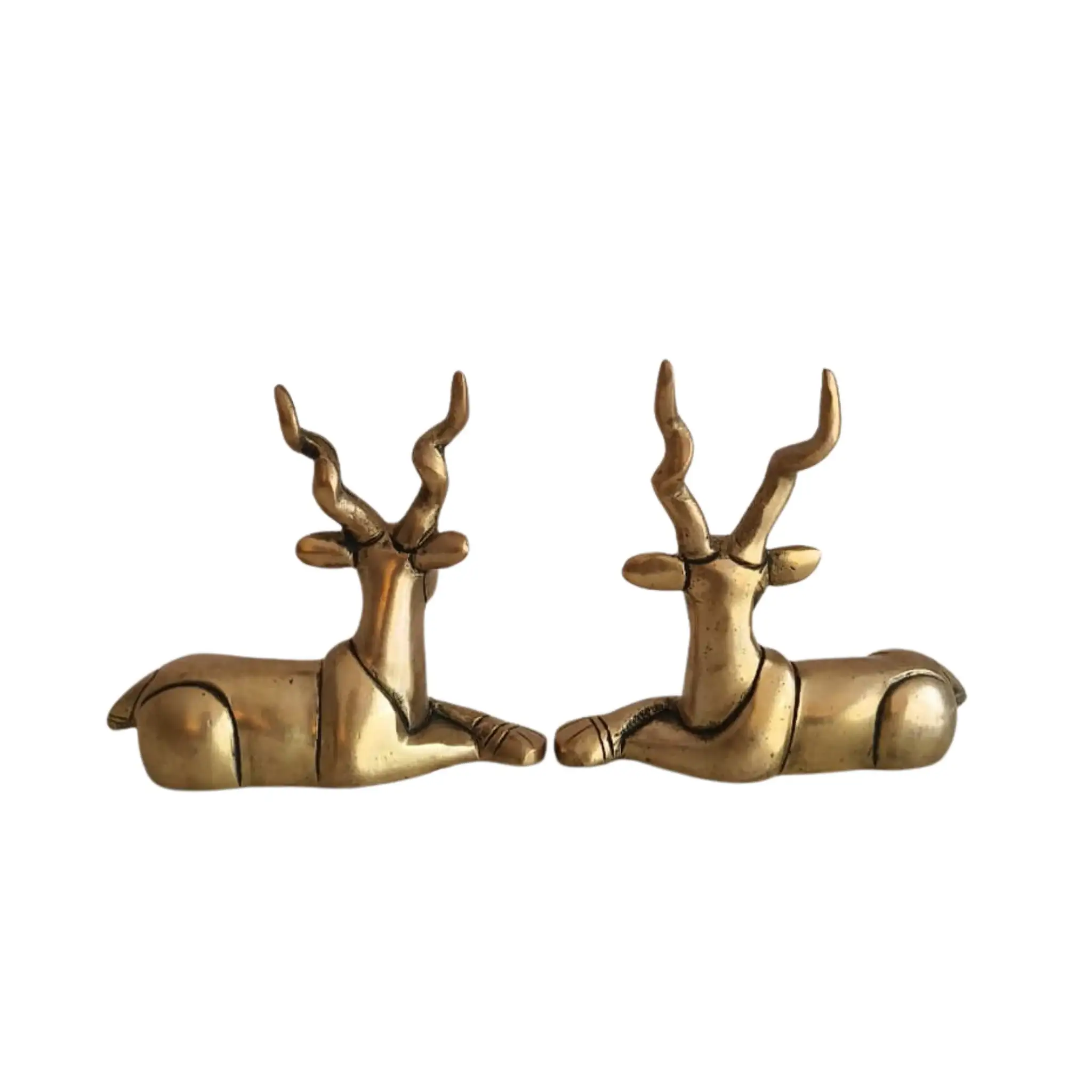 Handcrafted Brass Deer Pair Statues | Elegant Antelope Figurines for Home Decor - Image 6