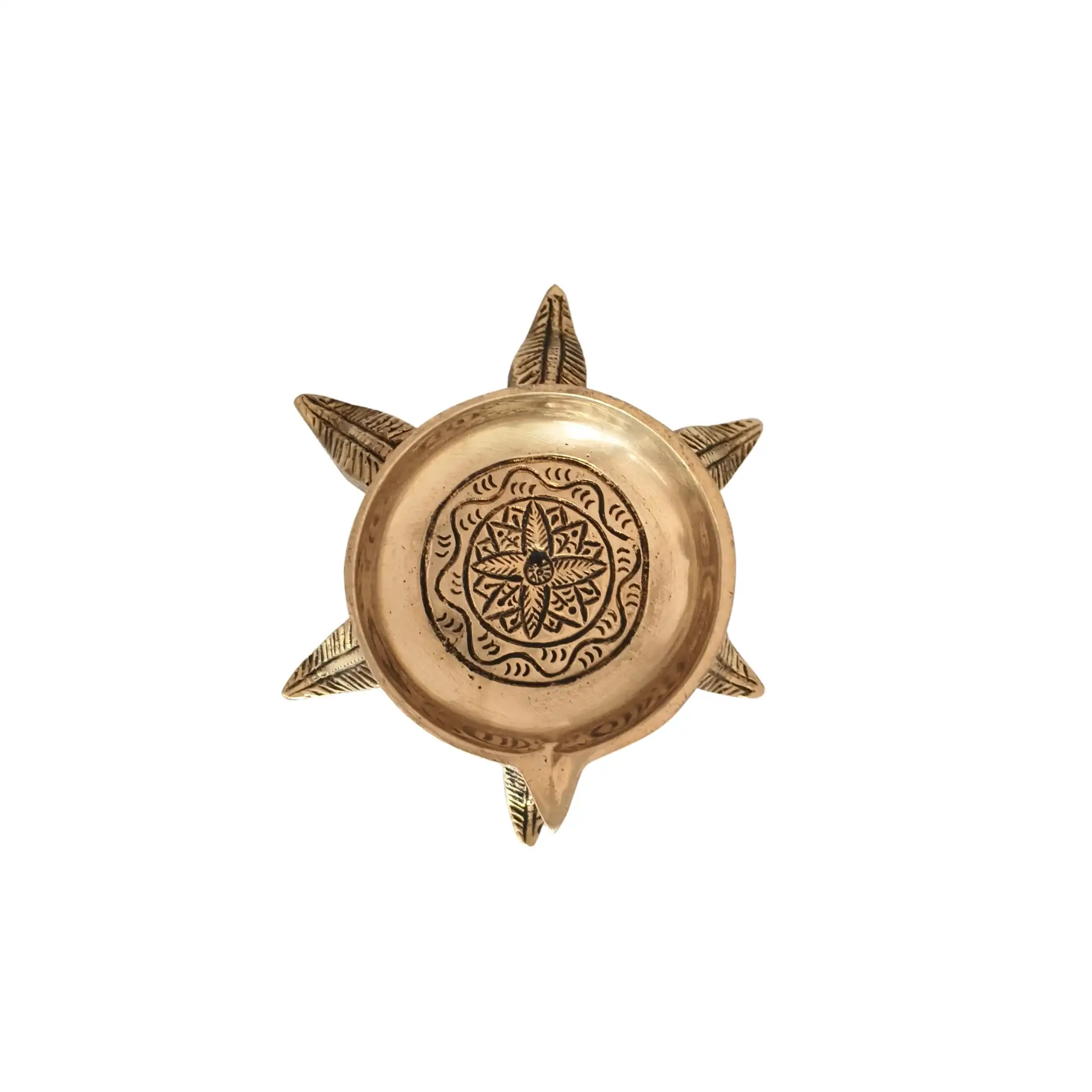 Elegant Brass Diya Stand Leaf-Foot - Image 4