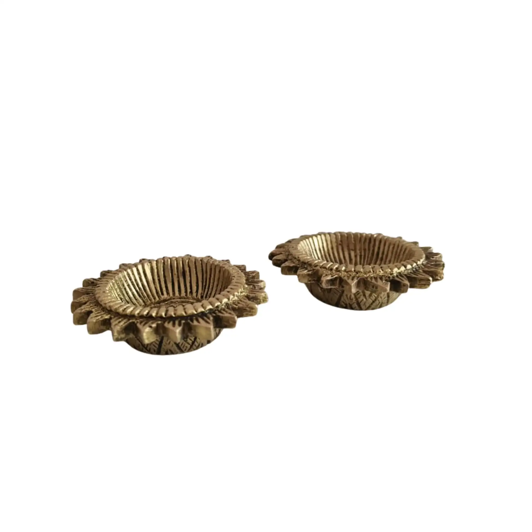 Pair of Sun/Star-Shaped Brass Diyas (Oil Lamps) - Image 5