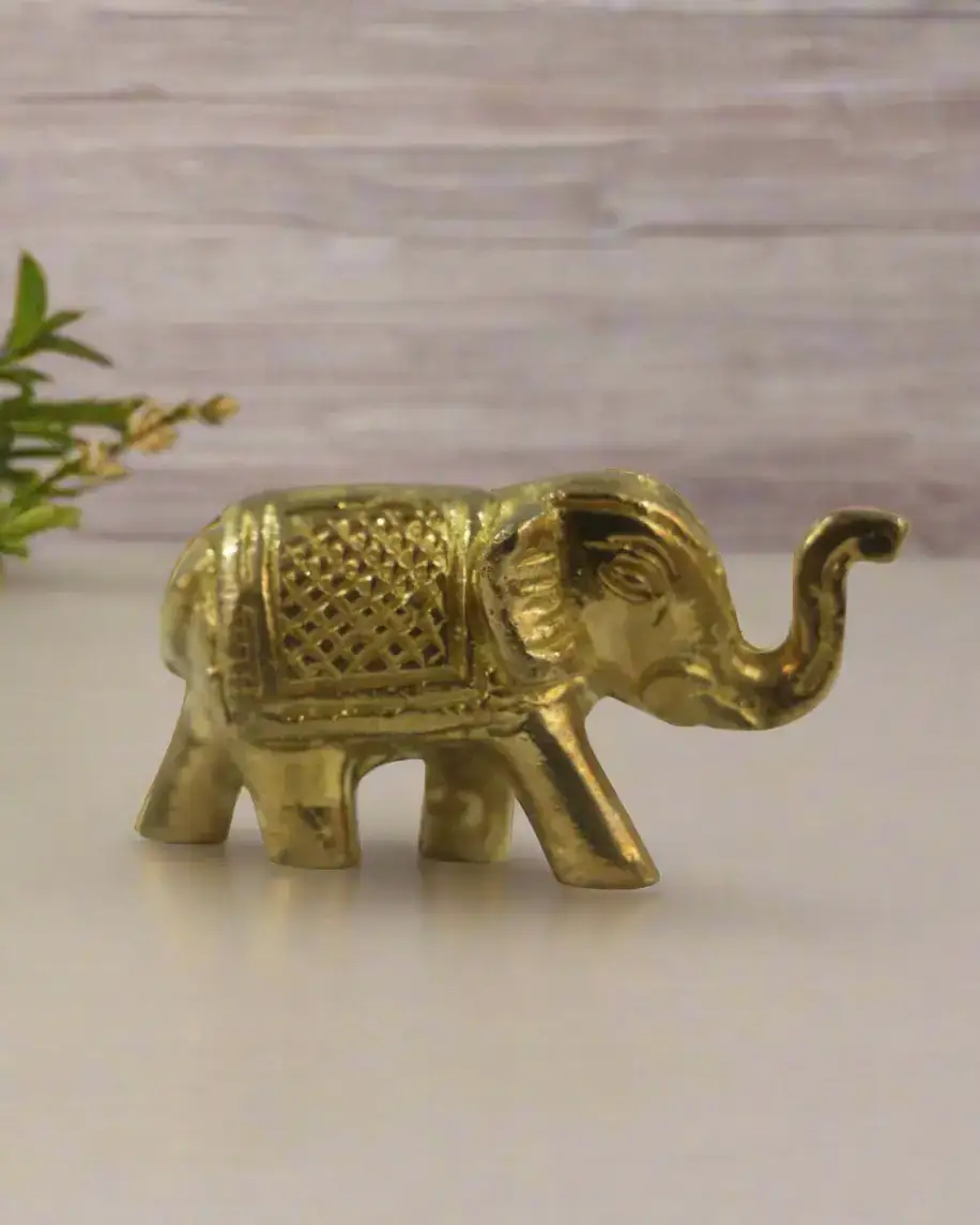 Brass Elephant Idol for Vastu, Prosperity, and Good Luck - Image 23