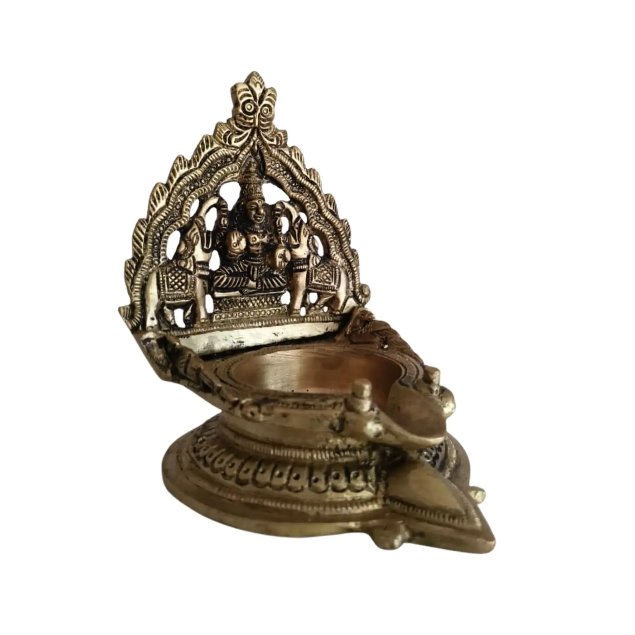 Brass Gaja Lakshmi Diya (Oil Lamp with Elephants) - Image 6