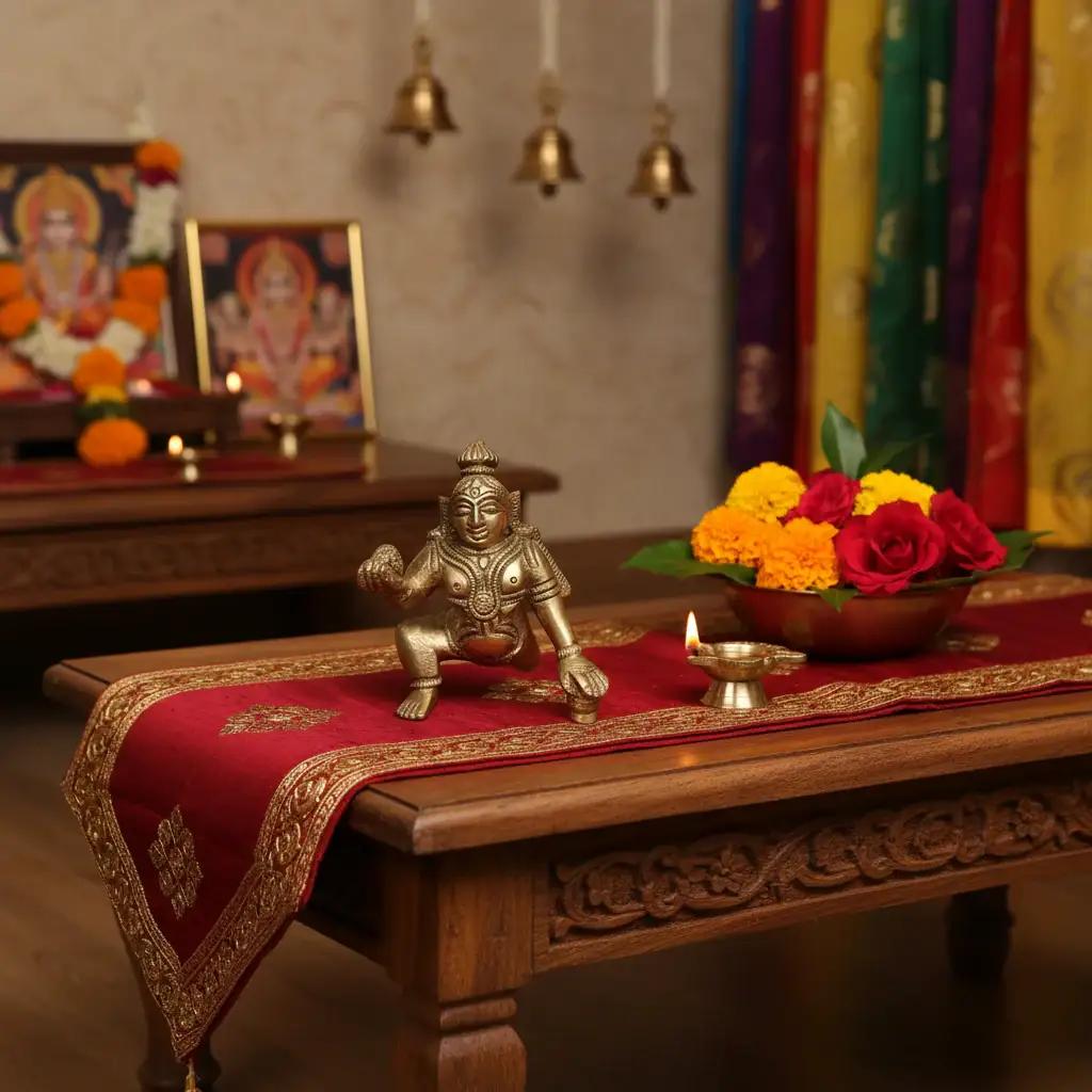 Brass Bal Krishna Idol (Baby Krishna) with Butter Ball - Image 8