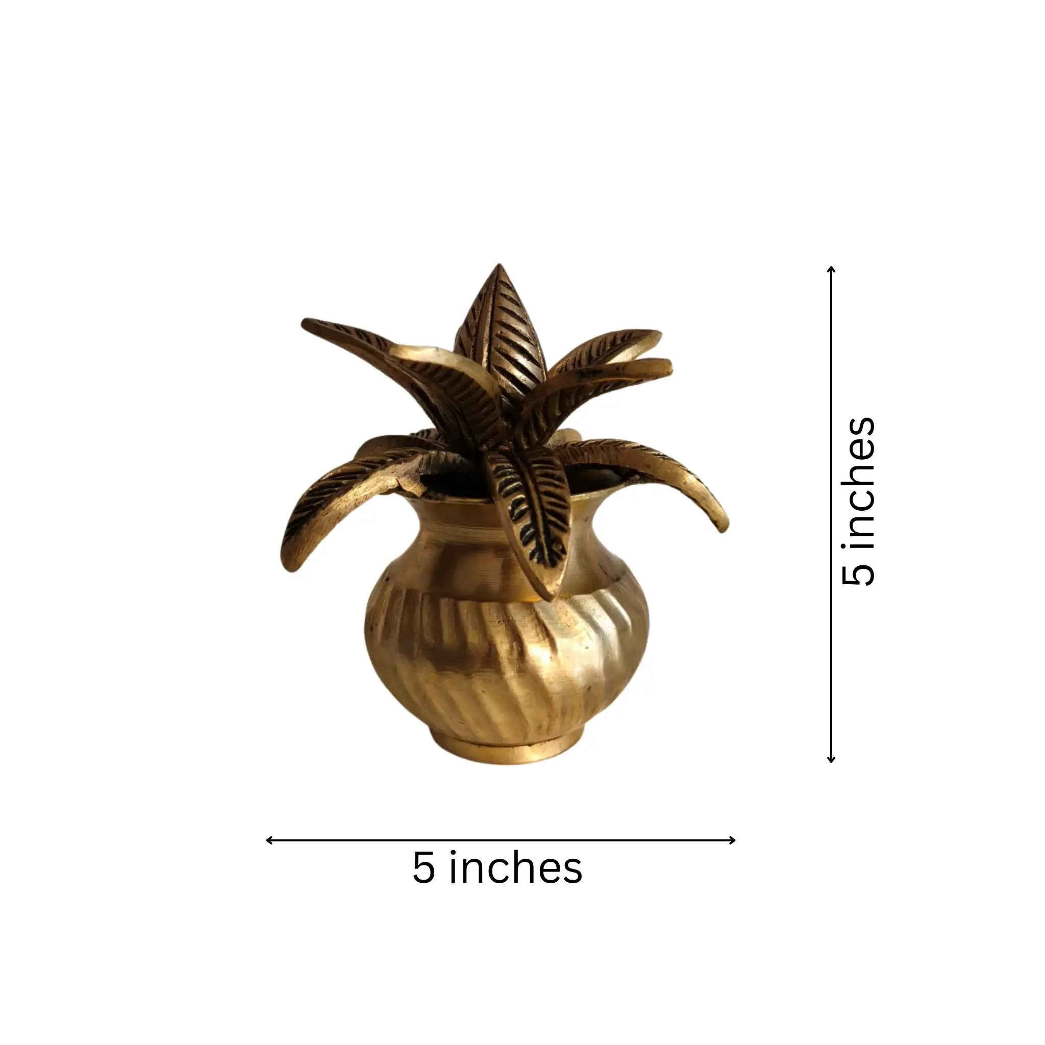 Brass Kalasha (Kalasa) with Lotus Leaves - Image 3