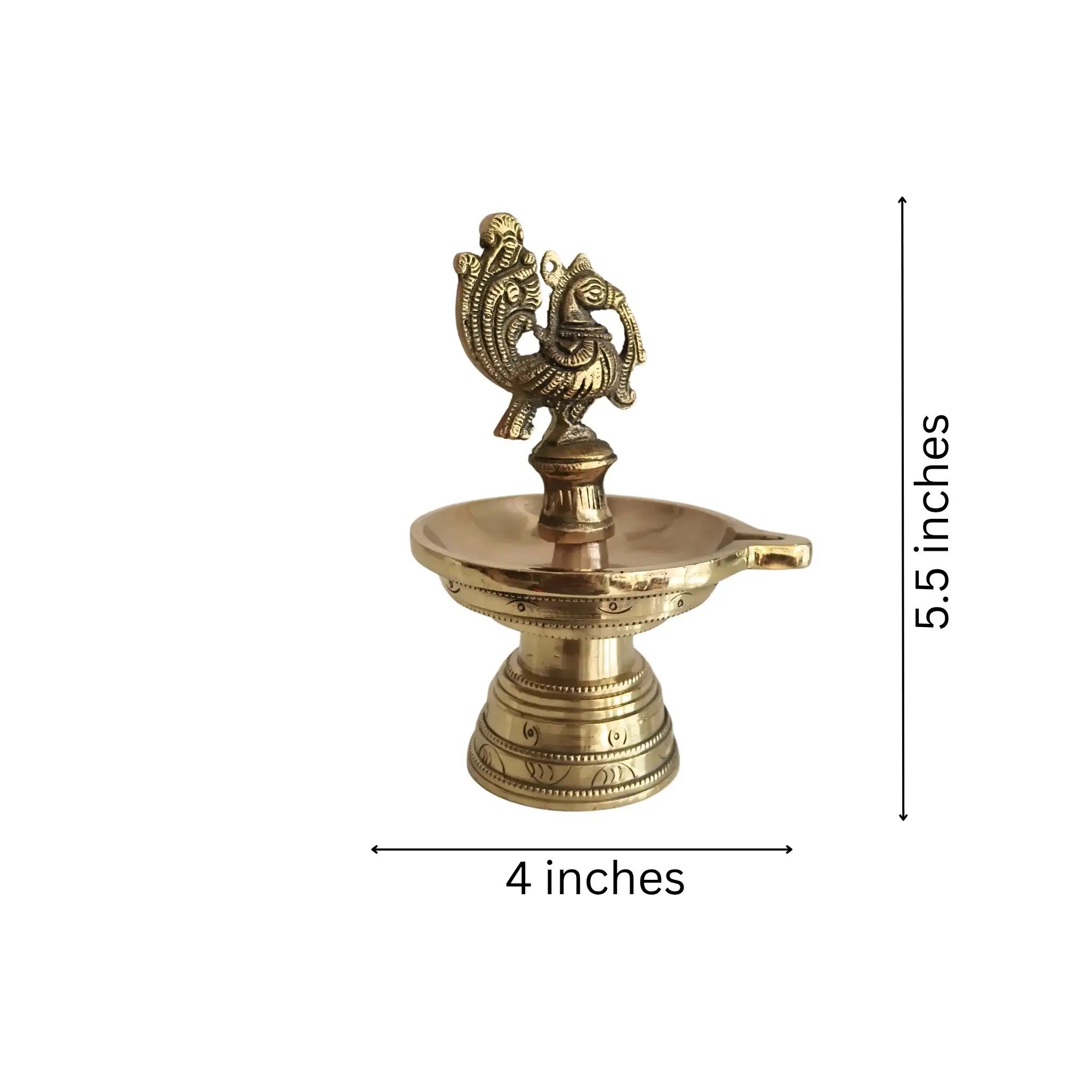 Brass Kuthu Vilakku Peacock - Traditional Single-Wick Oil Lamp - Image 6