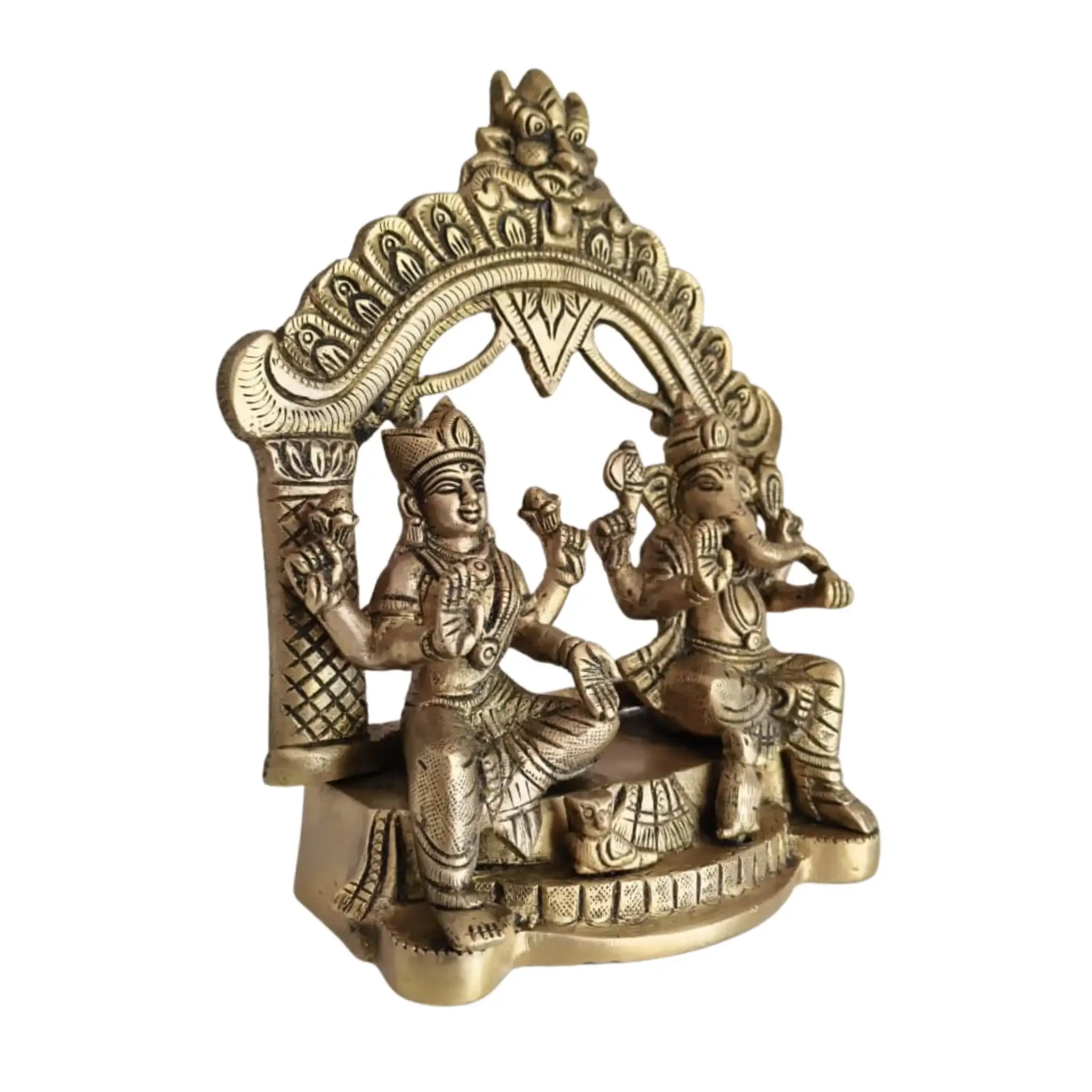Brass Lakshmi and Ganesha Idol under Archway | Prabhavali - Image 5