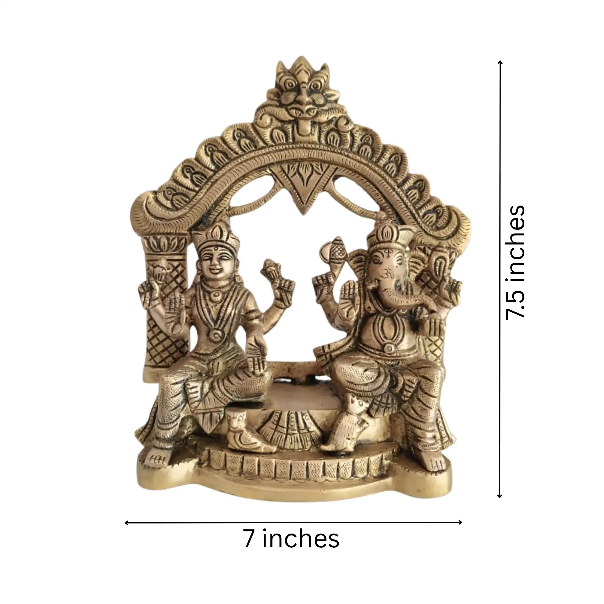 Brass Lakshmi and Ganesha Idol under Archway | Prabhavali - Image 8