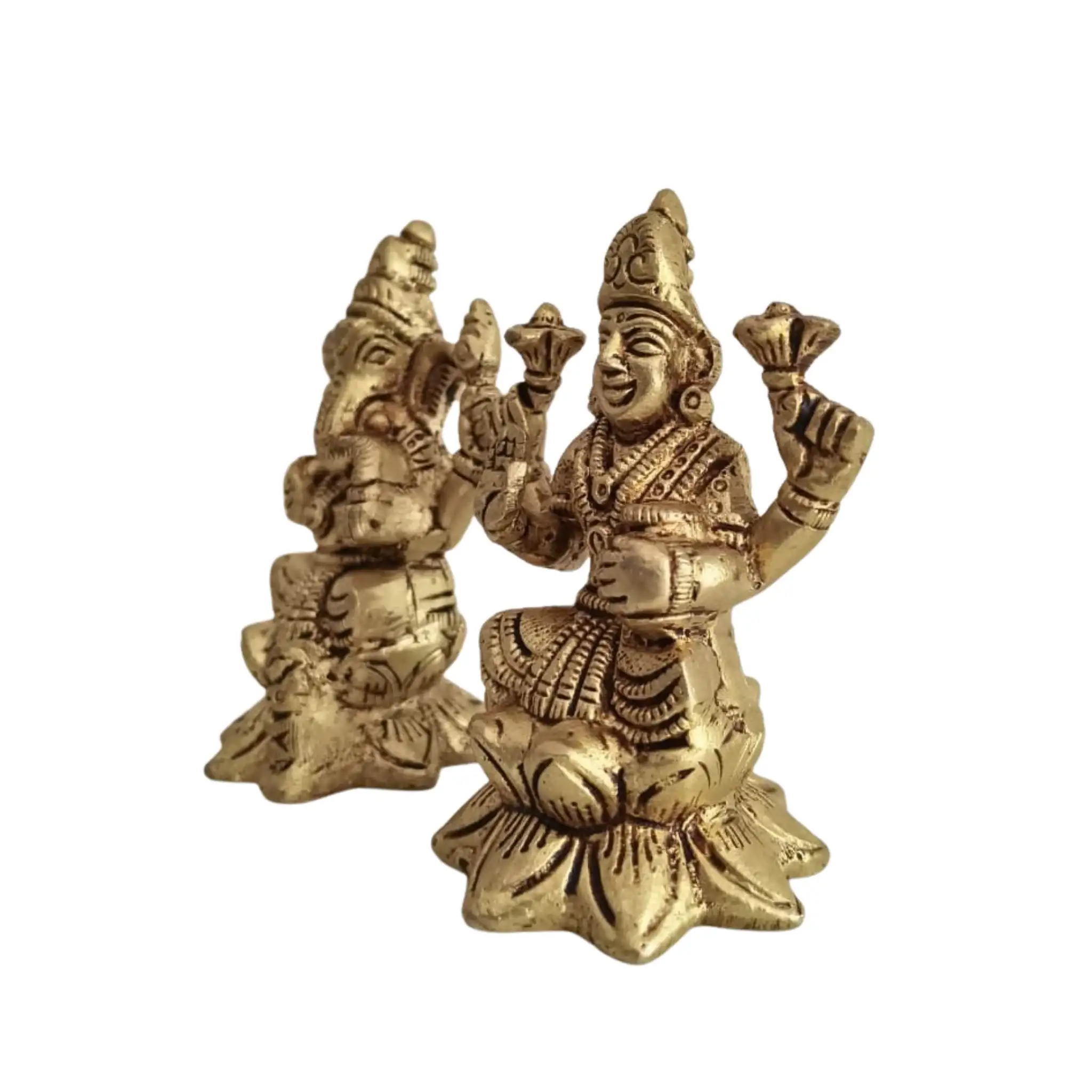 Brass Lakshmi & Ganesha Idol Set – Traditional Goddess Statue - Image 6