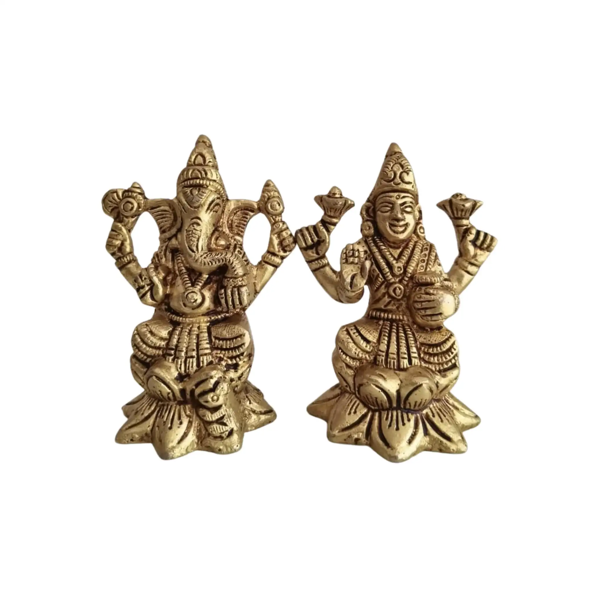 Brass Lakshmi & Ganesha Idol Set – Traditional Goddess Statue - Image 8