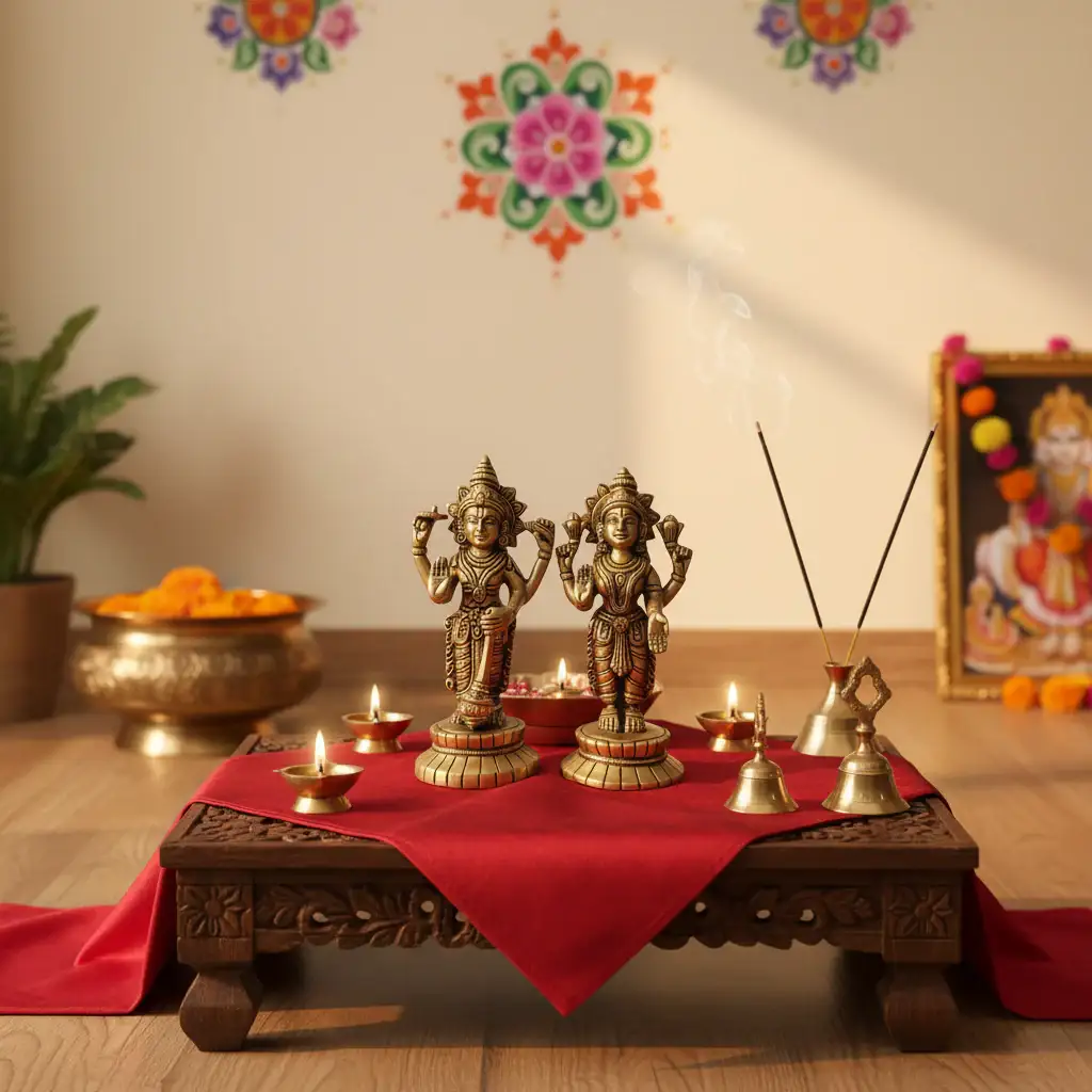 Brass Lakshmi Vishnu Idol Set