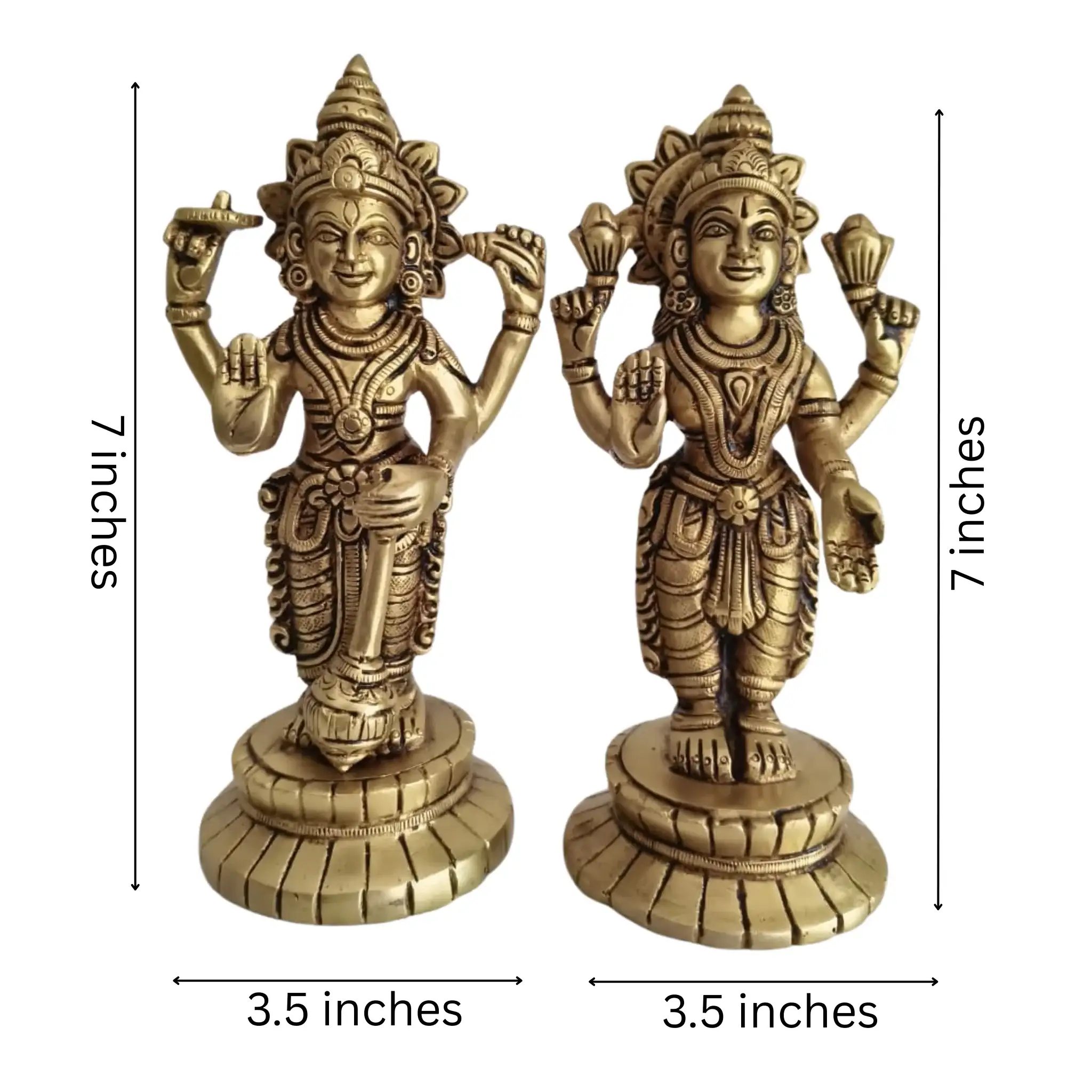Brass Lakshmi Vishnu Idol Set - Image 9