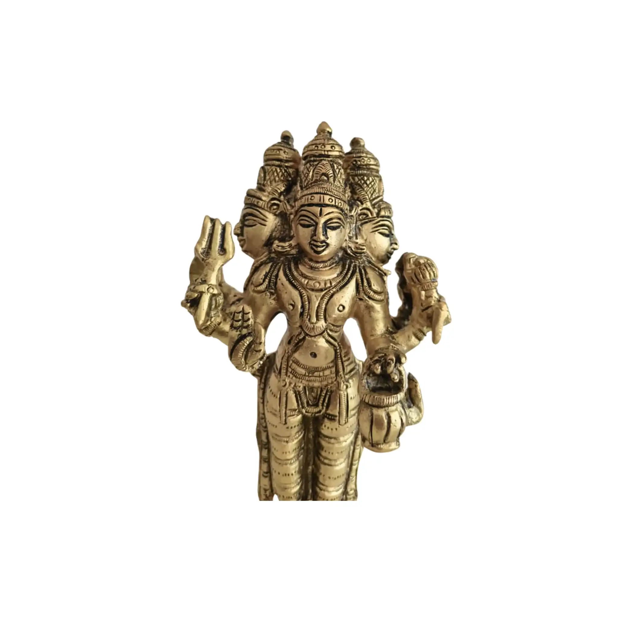 Standing Brass Lord Brahma Idol (Four-Faced Creator God) - Image 4