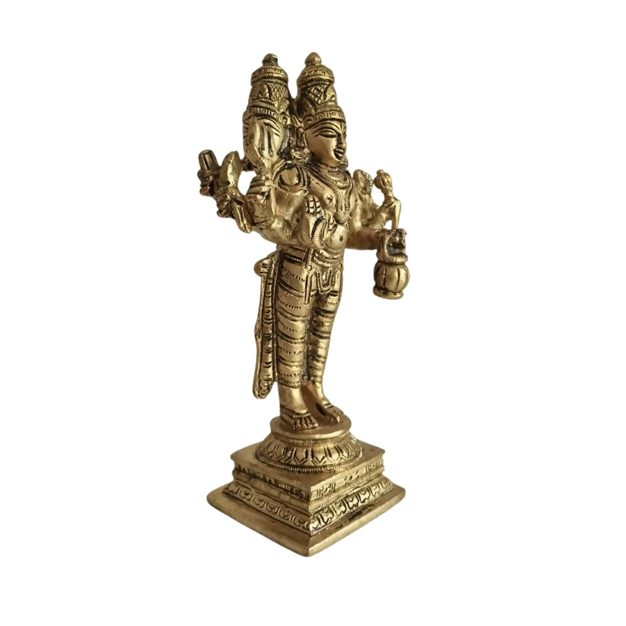 Standing Brass Lord Brahma Idol (Four-Faced Creator God) - Image 5