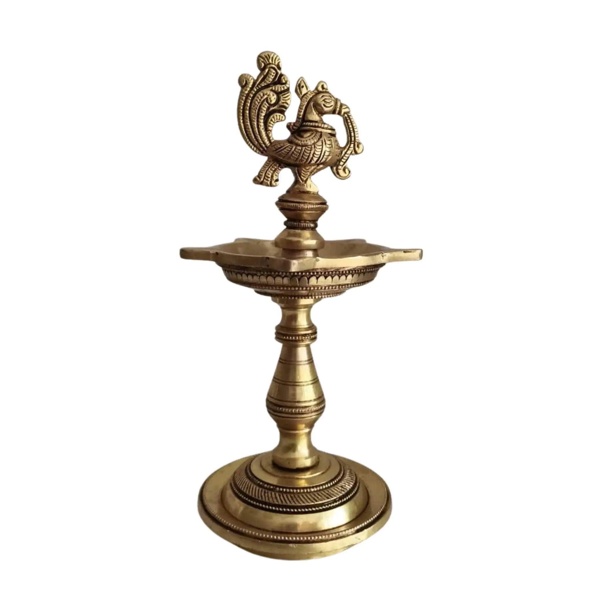 Brass Peacock Aishwarya Diya - Star-Shaped Traditional Oil Lamp - Image 3