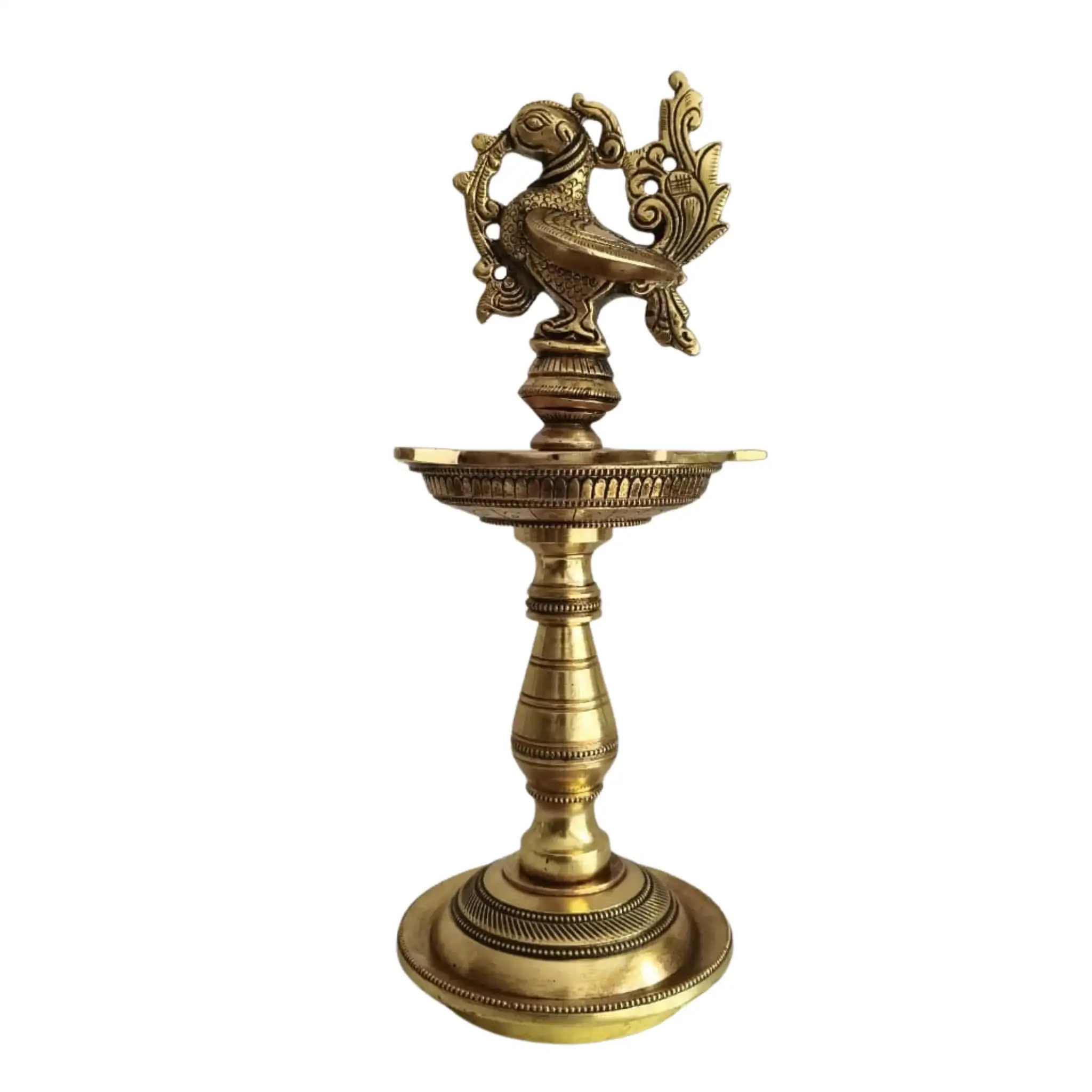 Brass Peacock Oil Lamp – Standing Pooja Deepam - Image 3