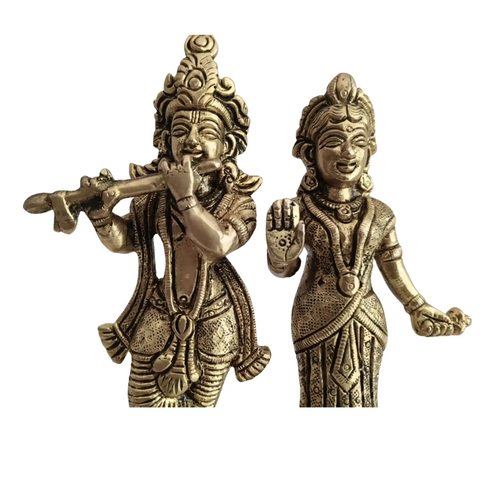 Brass Radha Krishna Idol with Flute – Embodiment of Eternal Love and Divine Bliss - Image 4