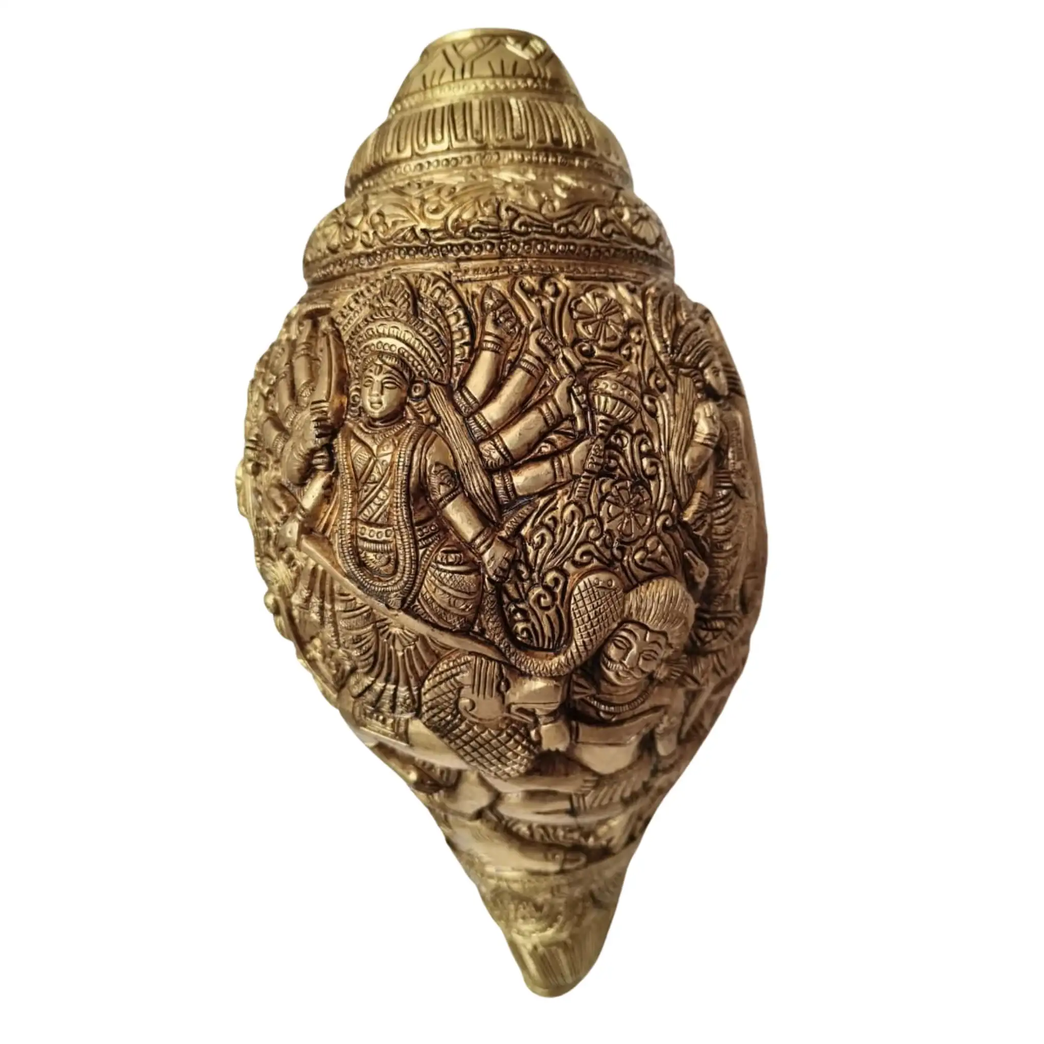 Sacred Brass Durga Mata Shankh Wall Decor – Divine Conch Art for Spiritual Interiors - Image 3
