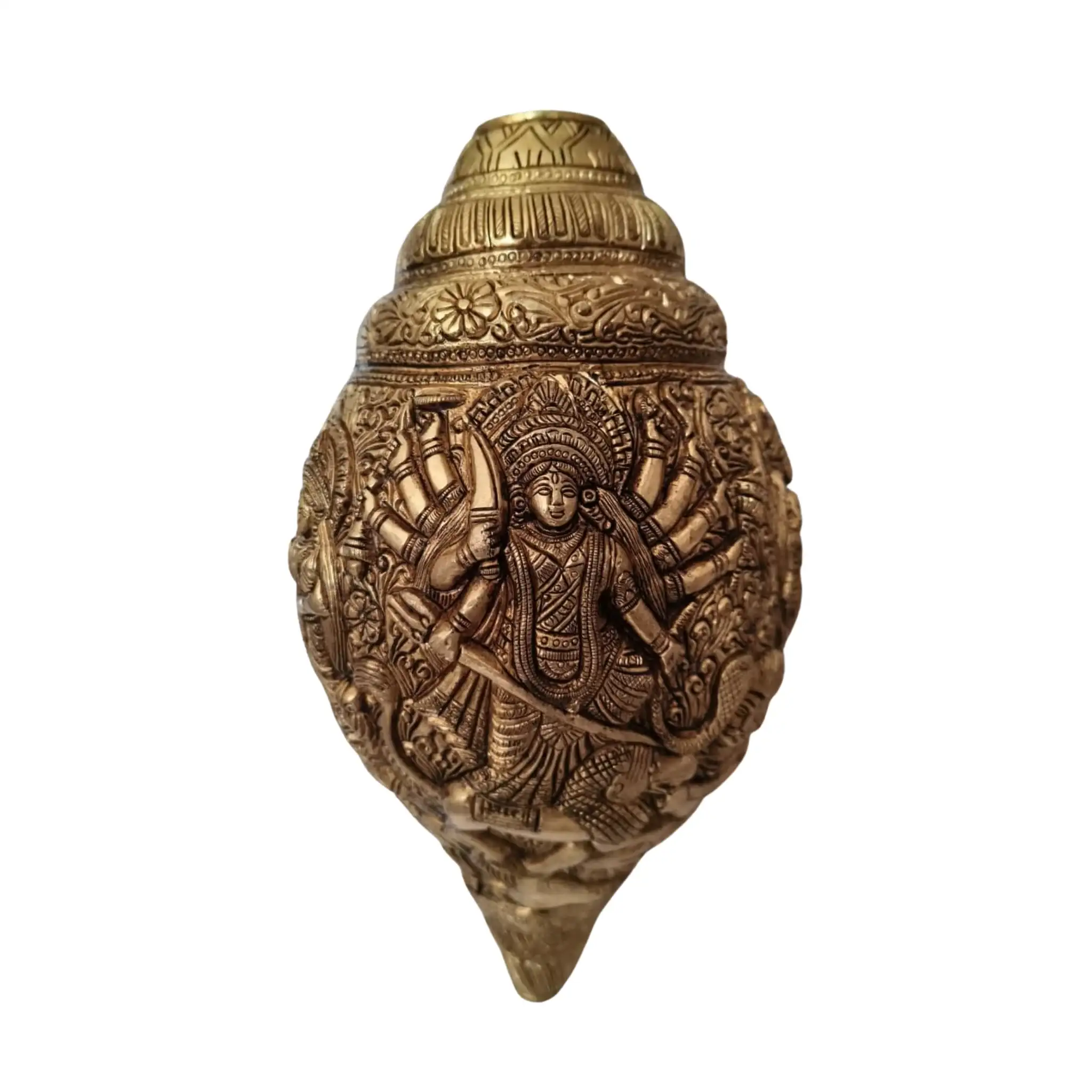 Sacred Brass Durga Mata Shankh Wall Decor – Divine Conch Art for Spiritual Interiors - Image 5