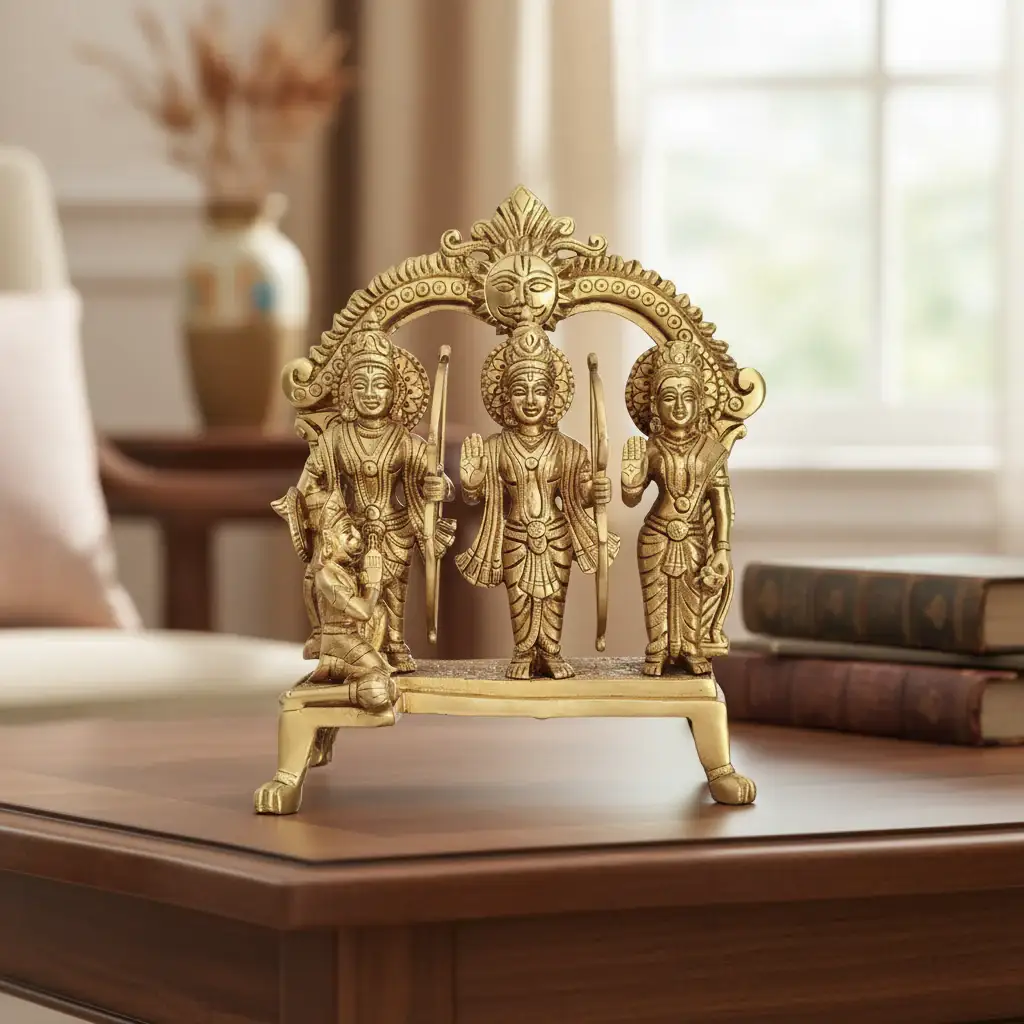 Brass Ram Darbar Set with Prabhavali - Symbol of Righteousness, Devotion, and Family - Image 2