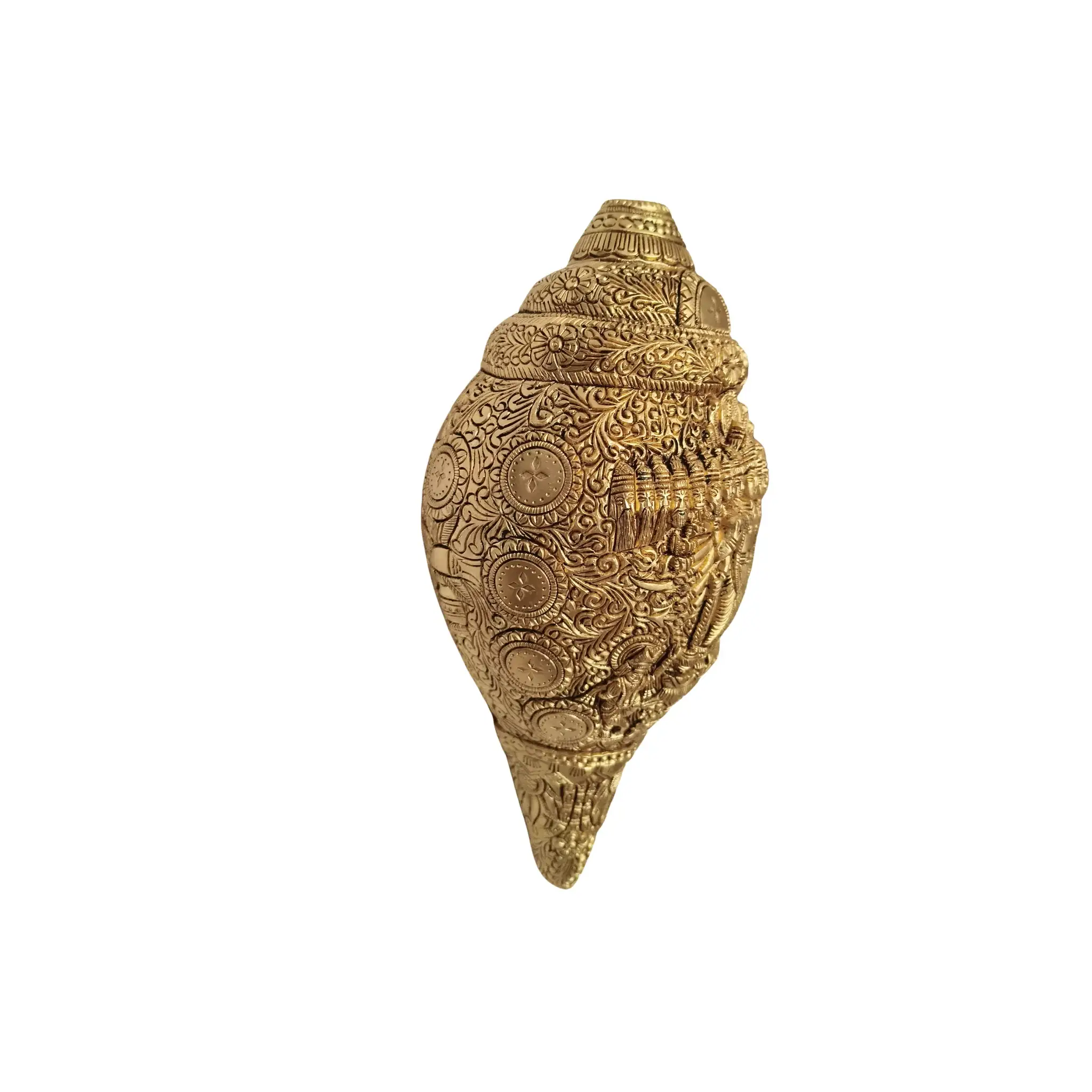 Intricately Carved Brass Shankha Wall Hanging: Divine Vishnu Dashavatara Idol - Image 5