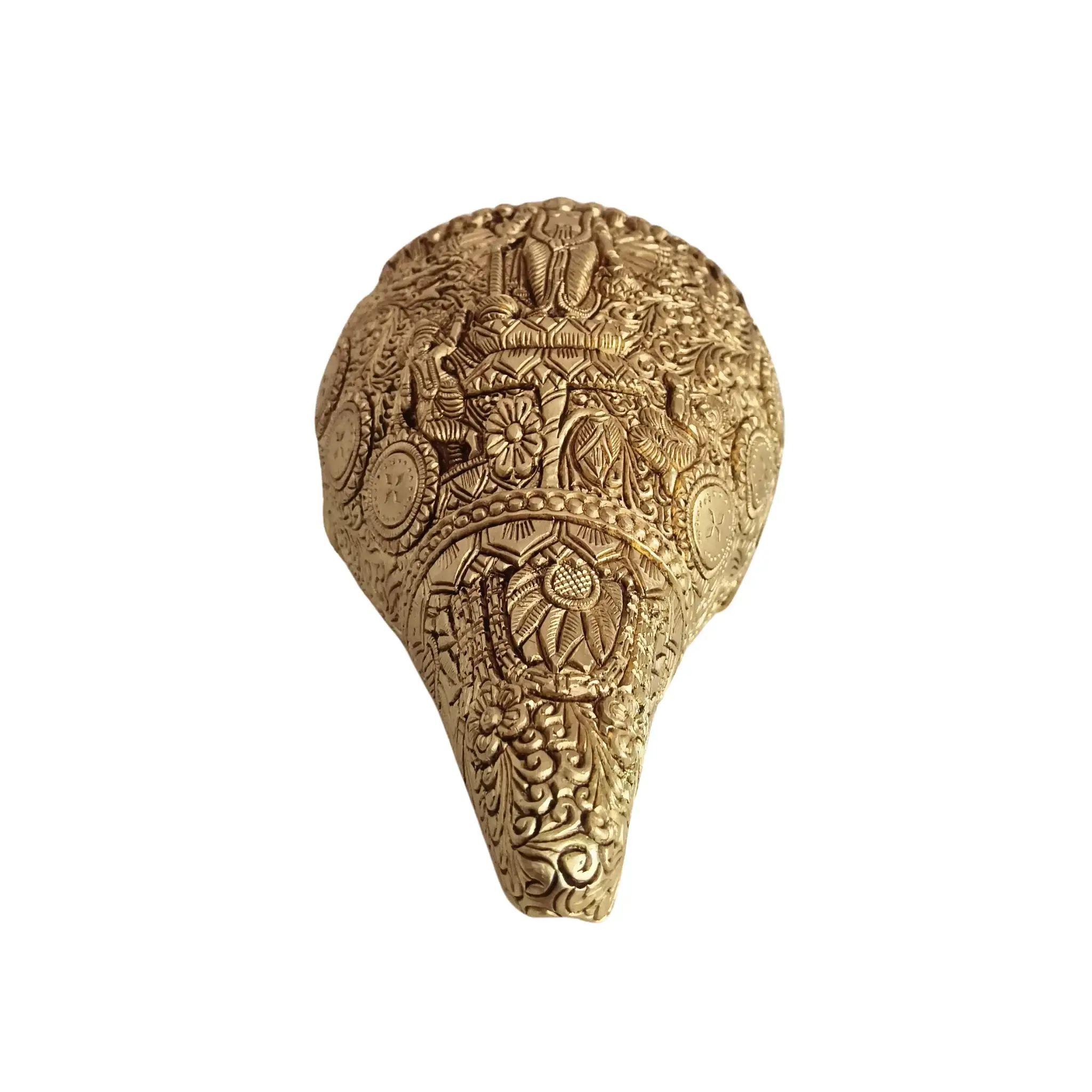 Intricately Carved Brass Shankha Wall Hanging: Divine Vishnu Dashavatara Idol - Image 9
