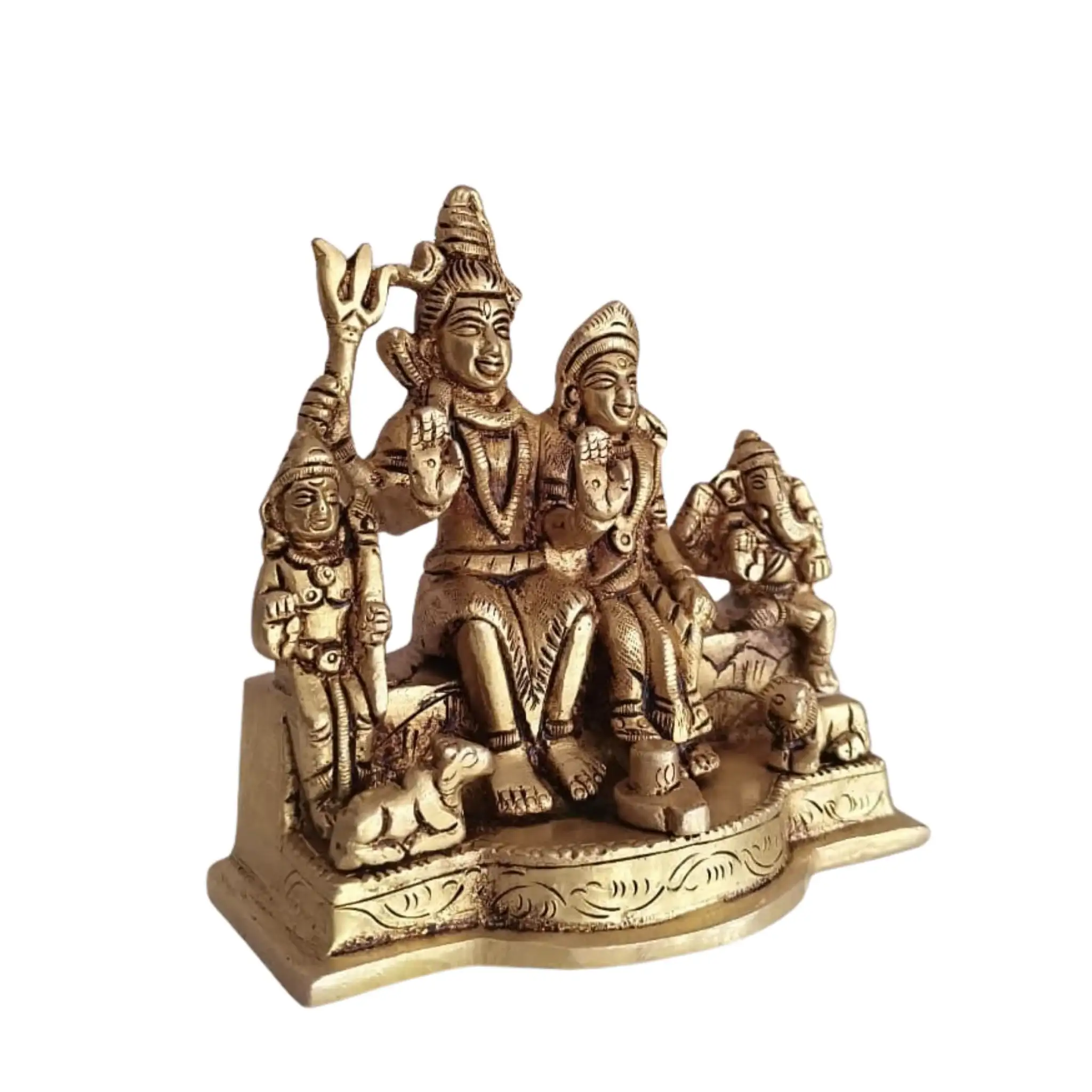 Brass Shiva Parivar Idol – Lord Shiva Family for Pooja & Home Temple Decor - Image 2