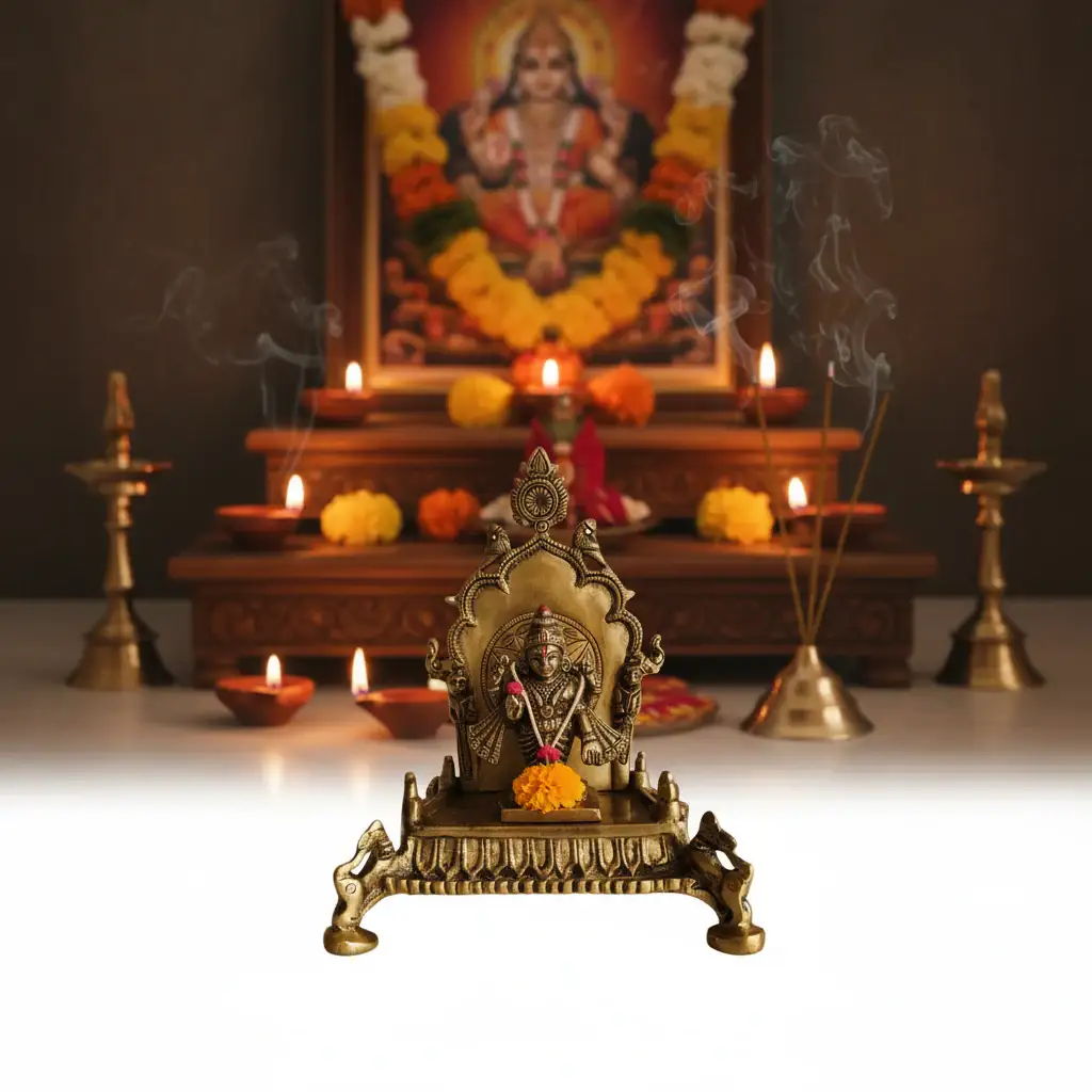 Ornate Brass Puja Singhasan (Throne) - Image 3