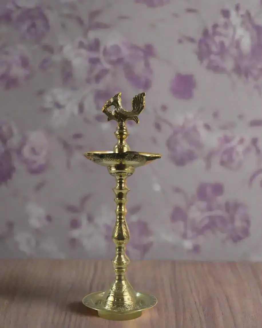 Brass Standing Deepam – Tall Oil Lamp for Pooja - Image 3
