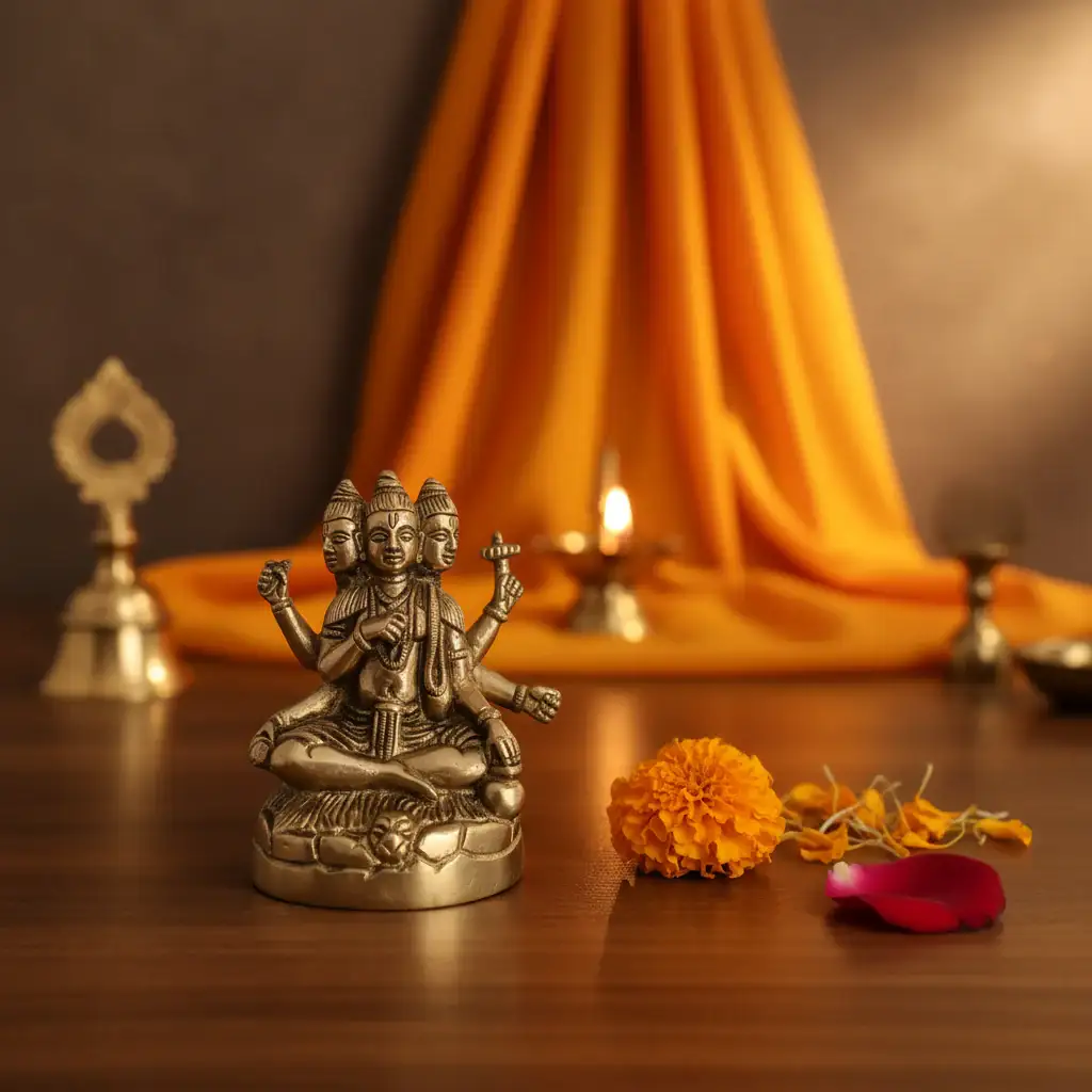 Brass Lord Brahma Statue Perfect For Gifting And Decor - Image 3