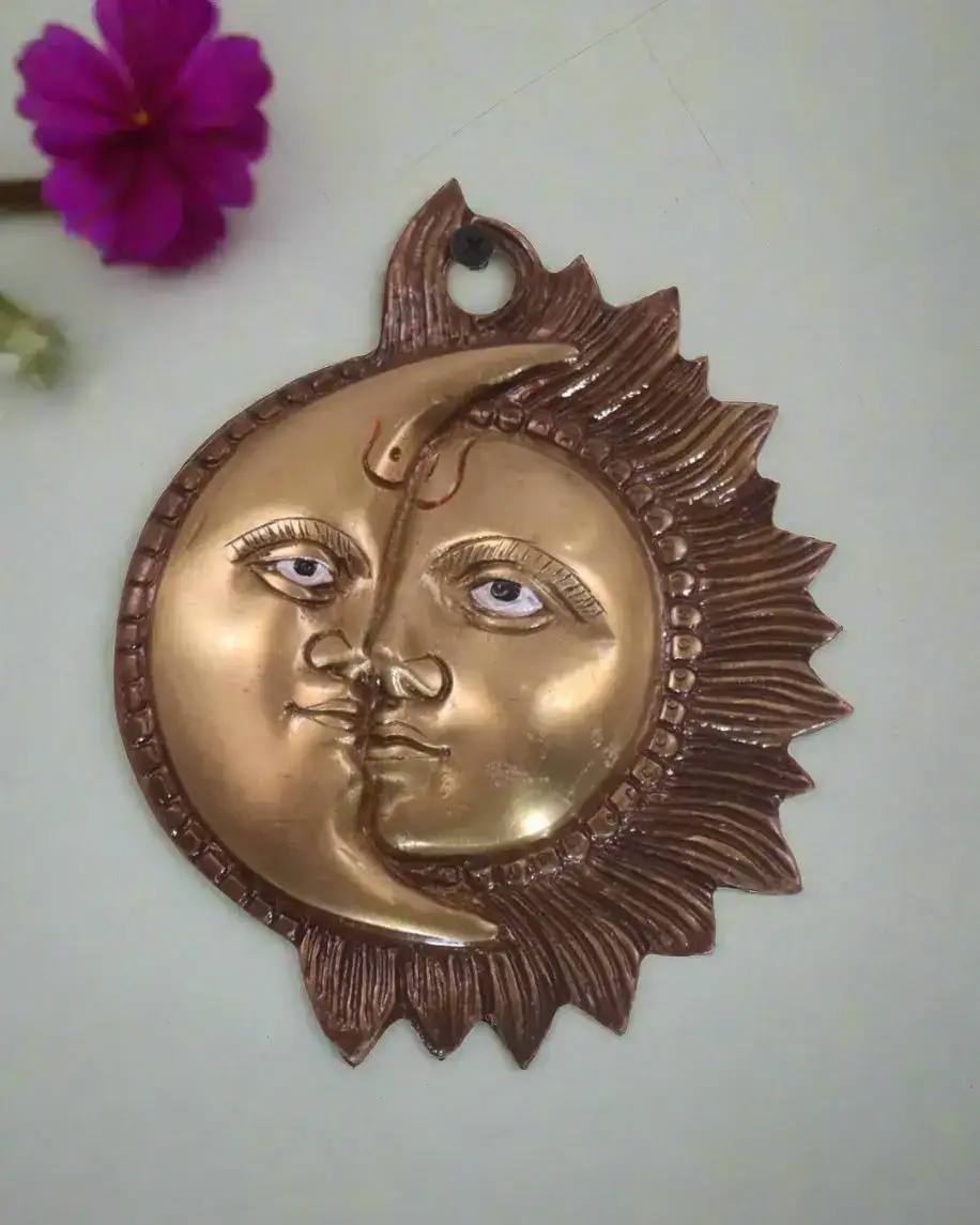 Brass Surya Chandra Wall Hanging for Home & Temple