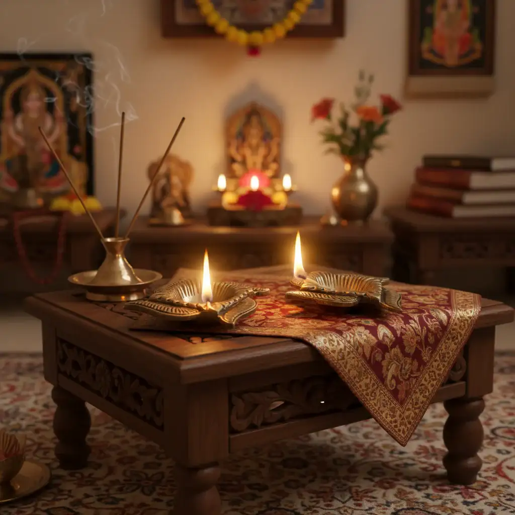 Pair of Auspicious Brass Swastik Diyas (Oil Lamps) - Image 2