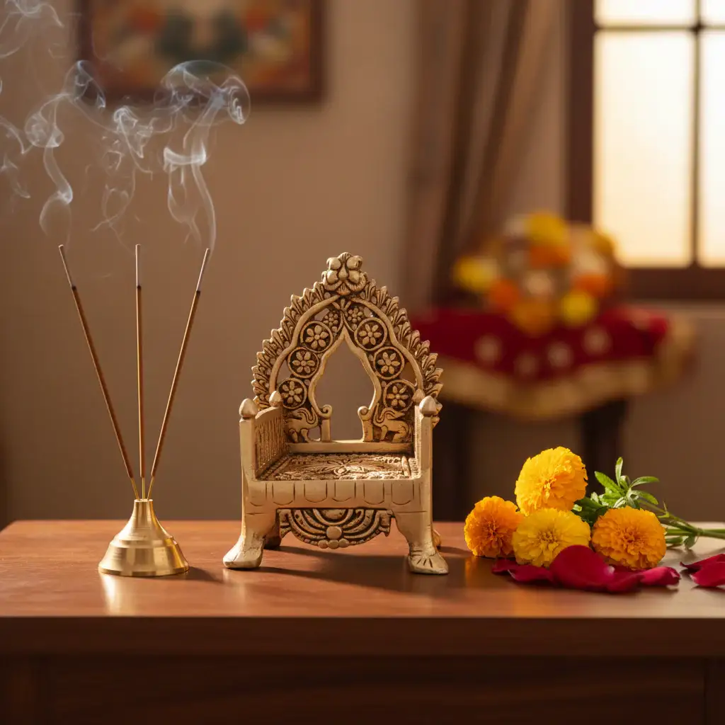 Brass Throne Simhasan – Handcrafted Traditional Indian Simhasana for Idols