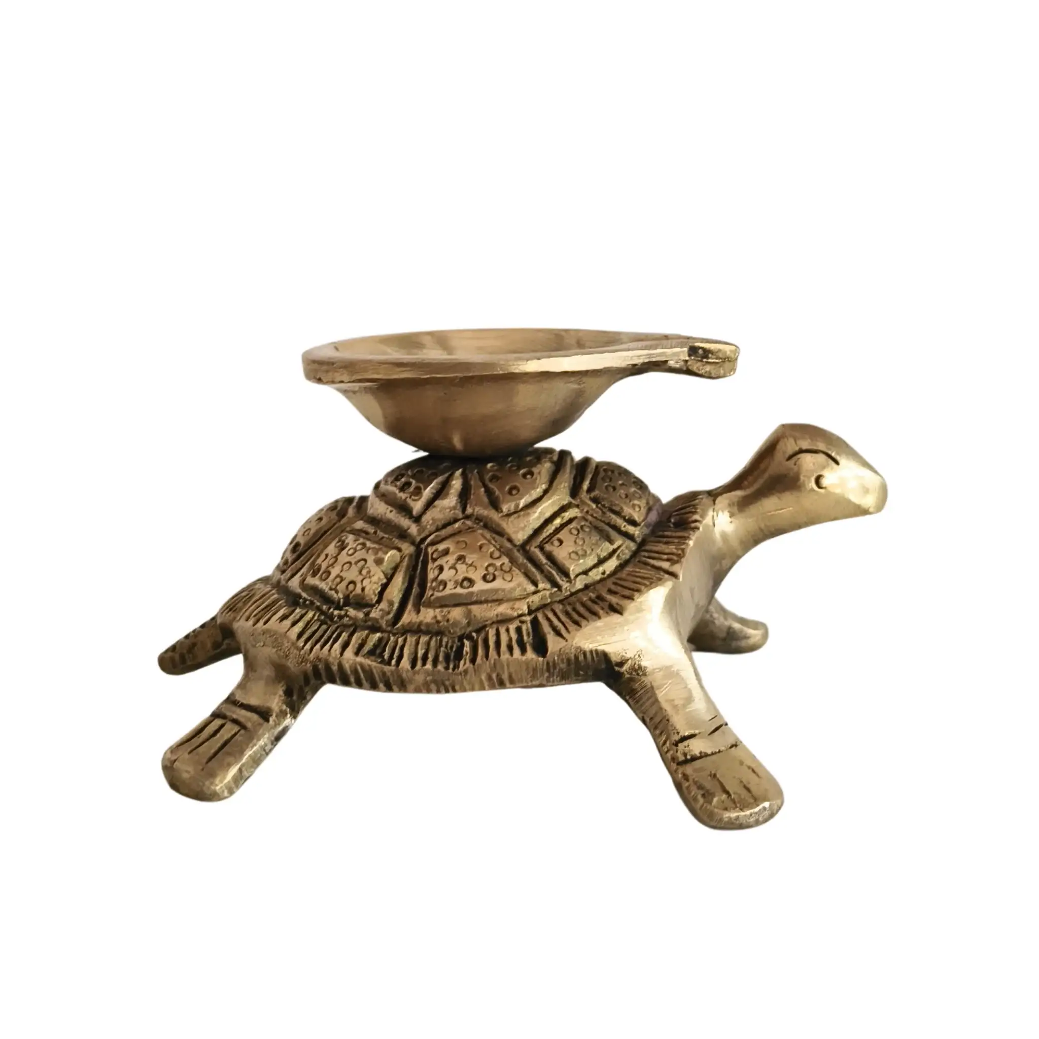Golden Brass Tortoise Diya (Oil Lamp) - Kurma Vastu Accent - Image 5