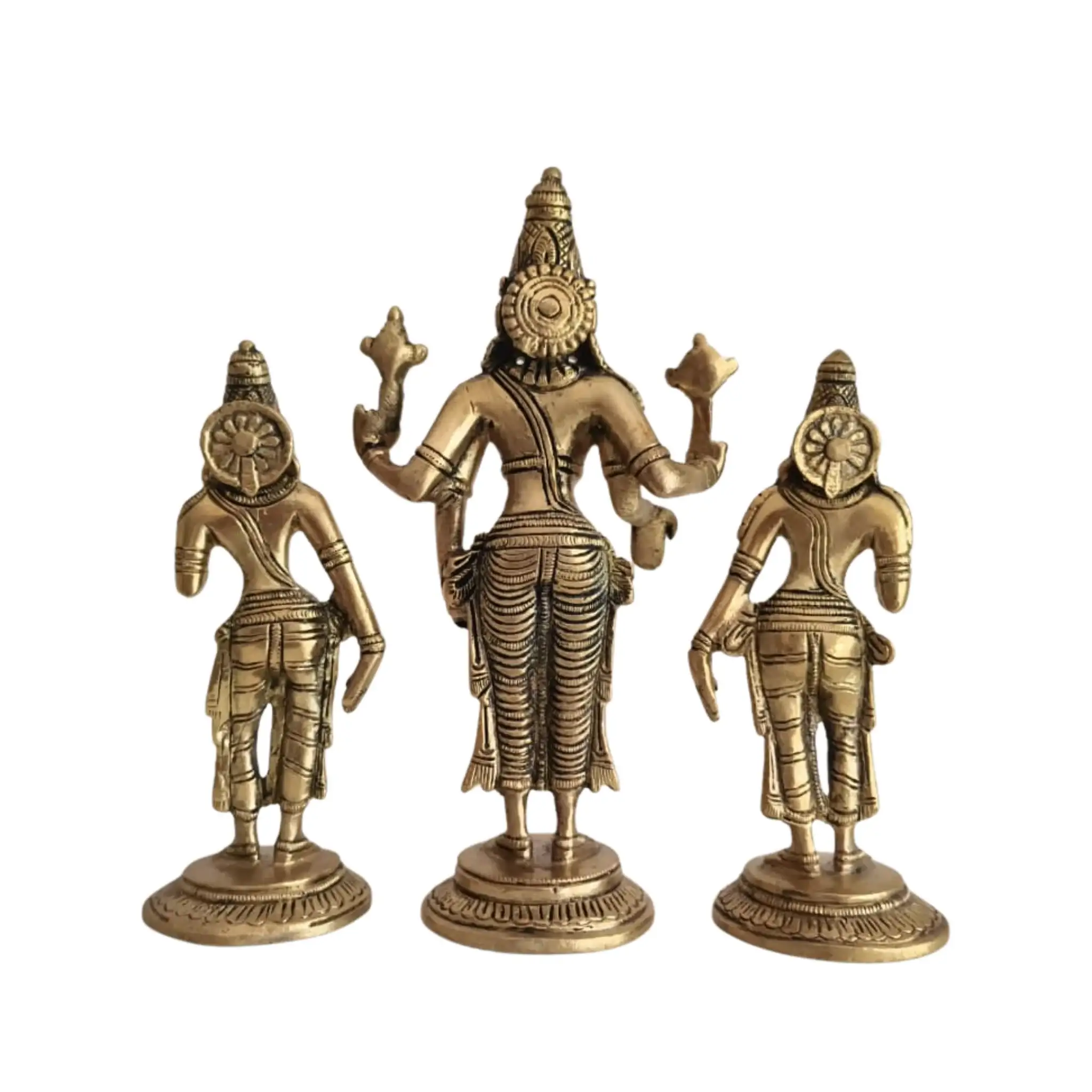 Brass Trimurti Idol of Lord Vishnu, Lakshmi, and Saraswati - Image 8