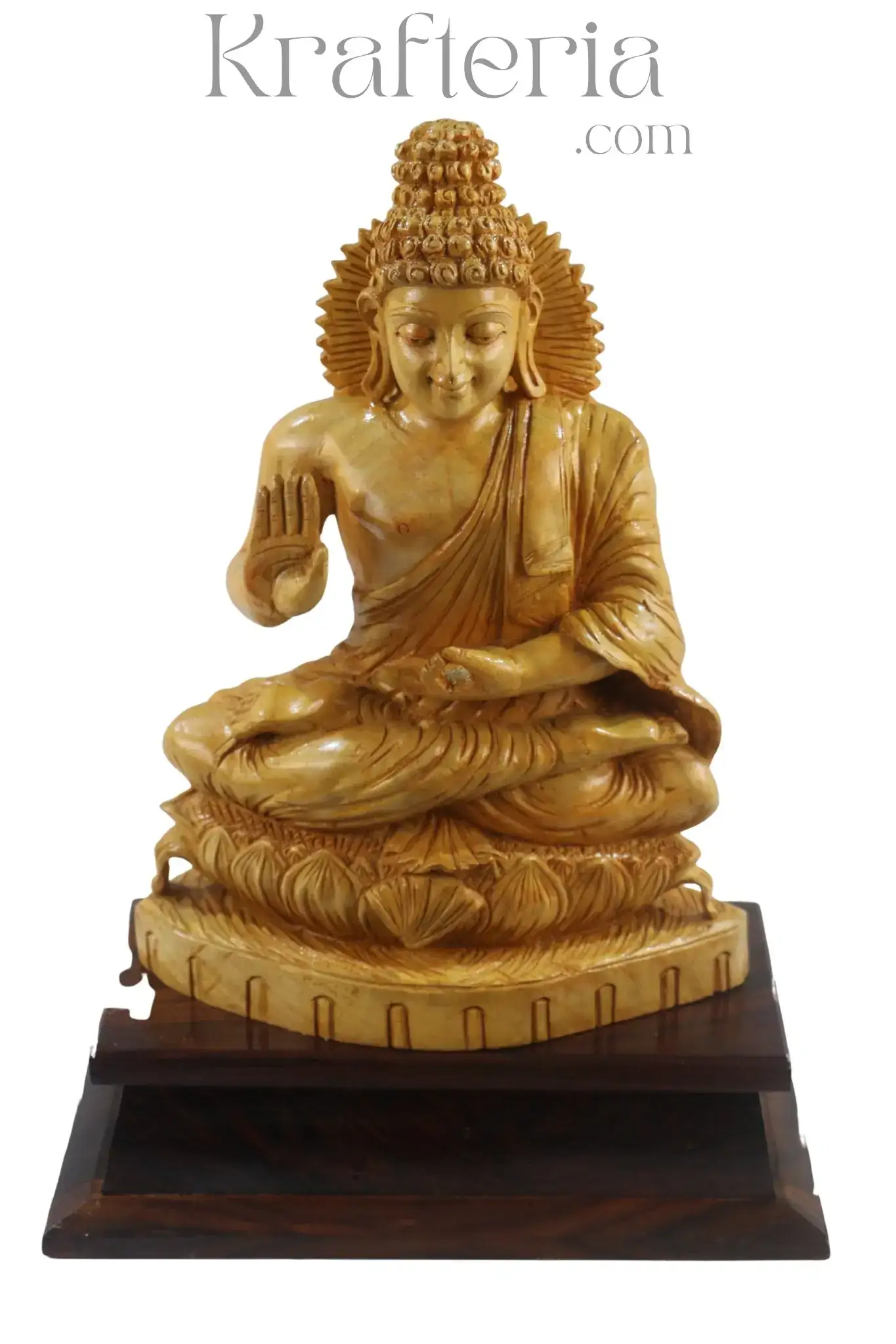 Divine Buddha Blessing Wood Statue – Tranquil Home Accent - Image 4
