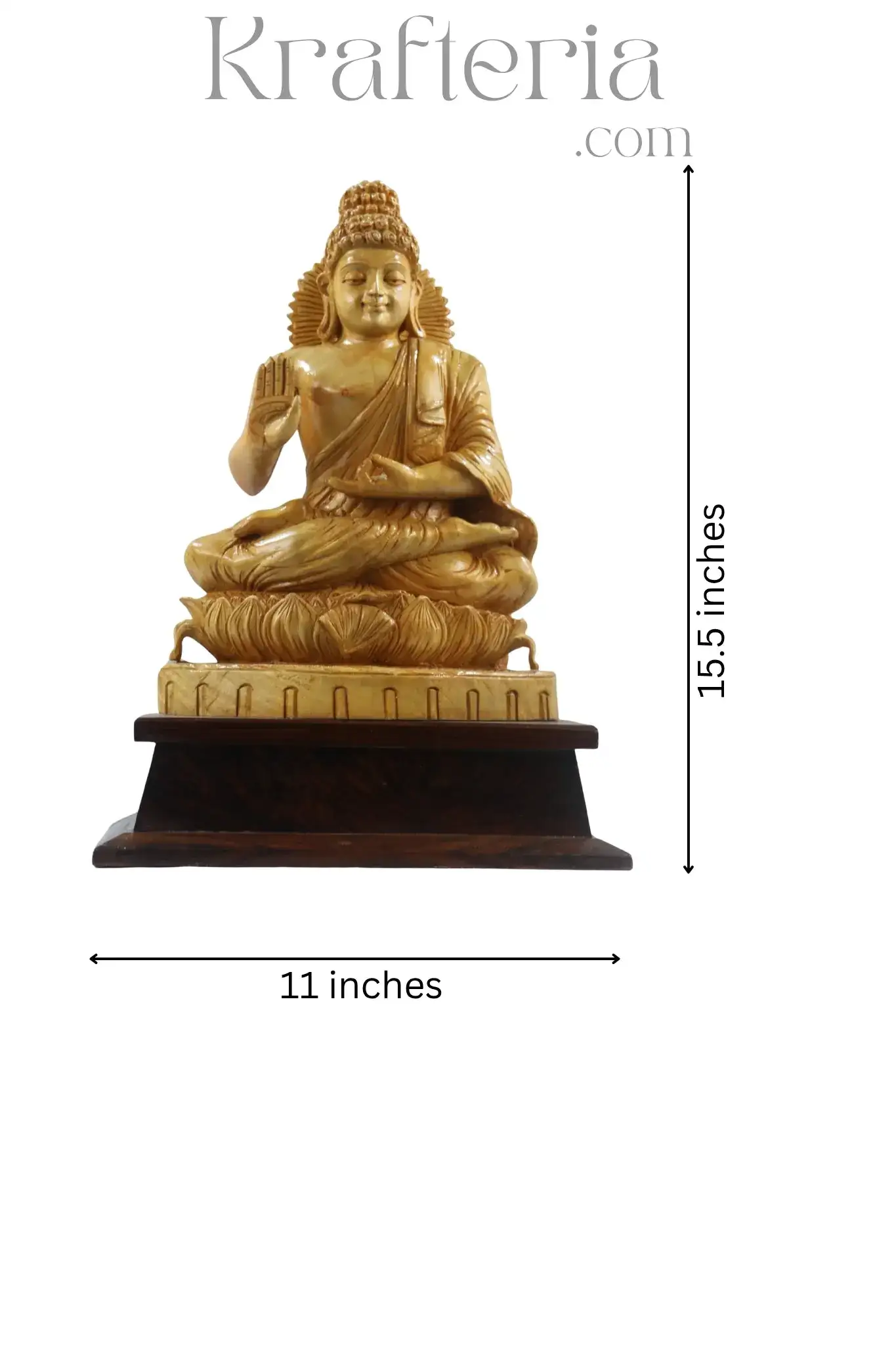Divine Buddha Blessing Wood Statue – Tranquil Home Accent - Image 6